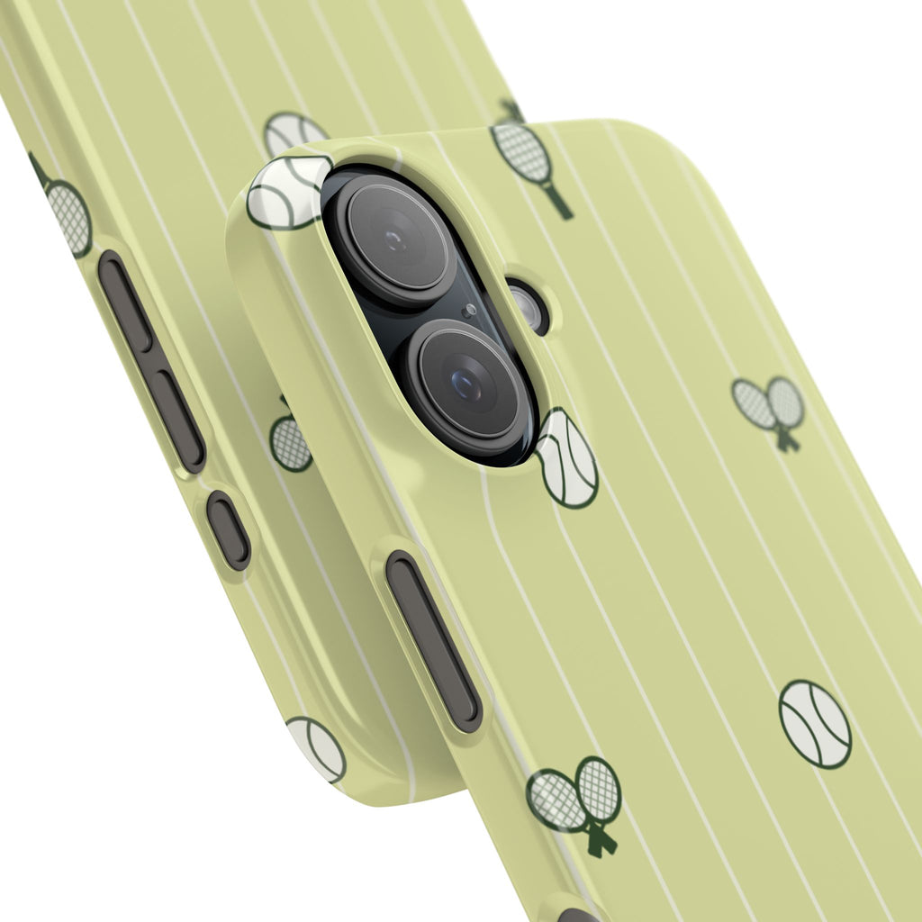 Tennis Pattern Phone Case — Yellow Racket & Ball Snap Case