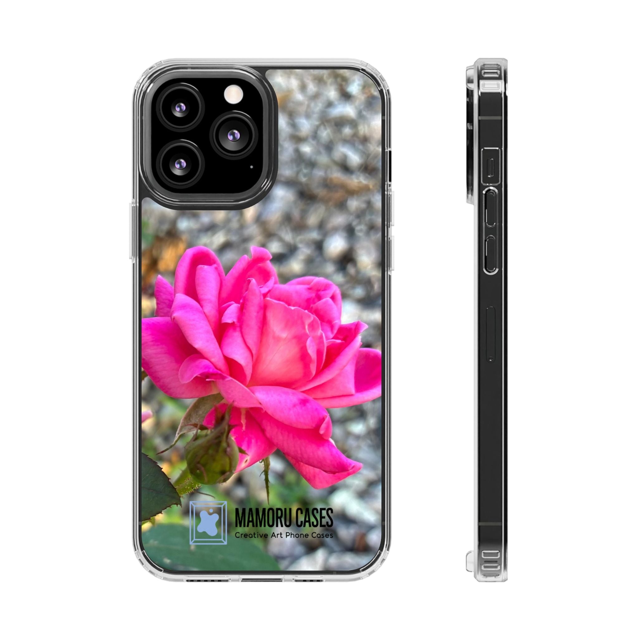 Clear Magnetic Phone Case — Pink Rose Photo Impact-Resistant