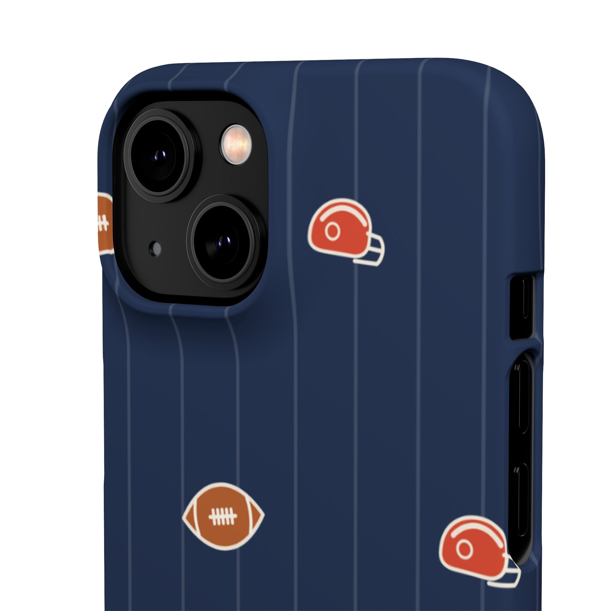 Football Pattern Phone Case – Navy Helmet & Pigskin Design