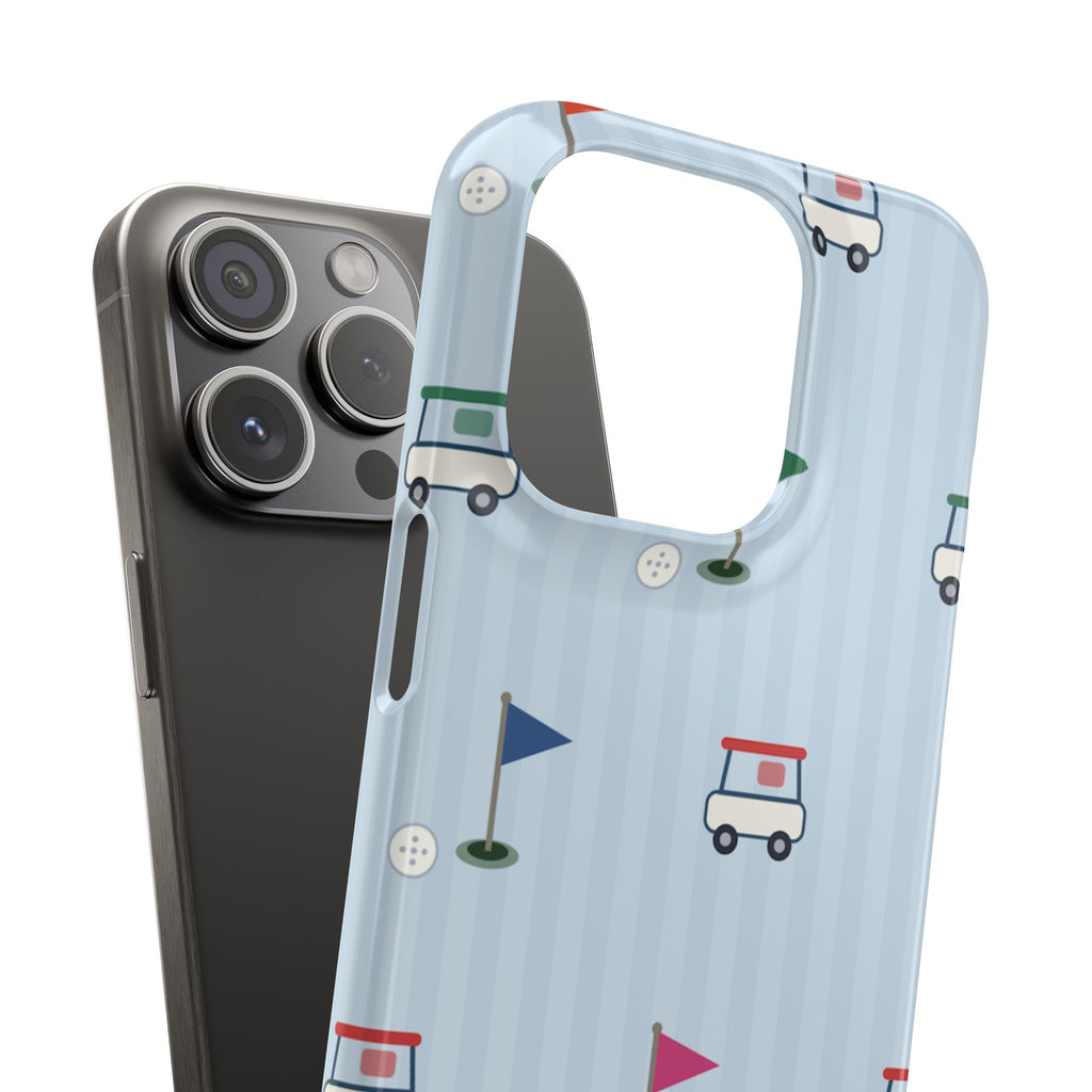 Golf Cart Pattern Phone Case – Cute Blue Golf Course Snap Case