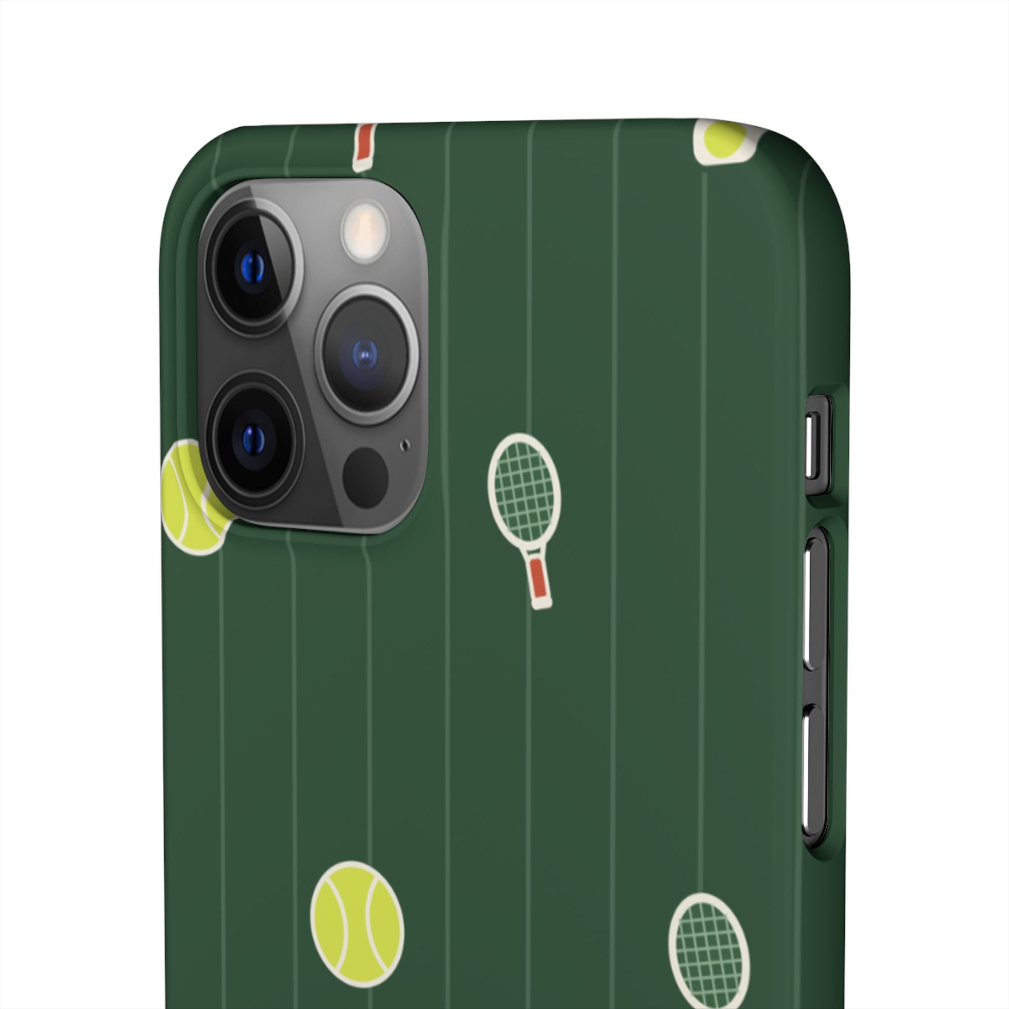Tennis Pattern Phone Case — Green Court Design with Rackets & Balls