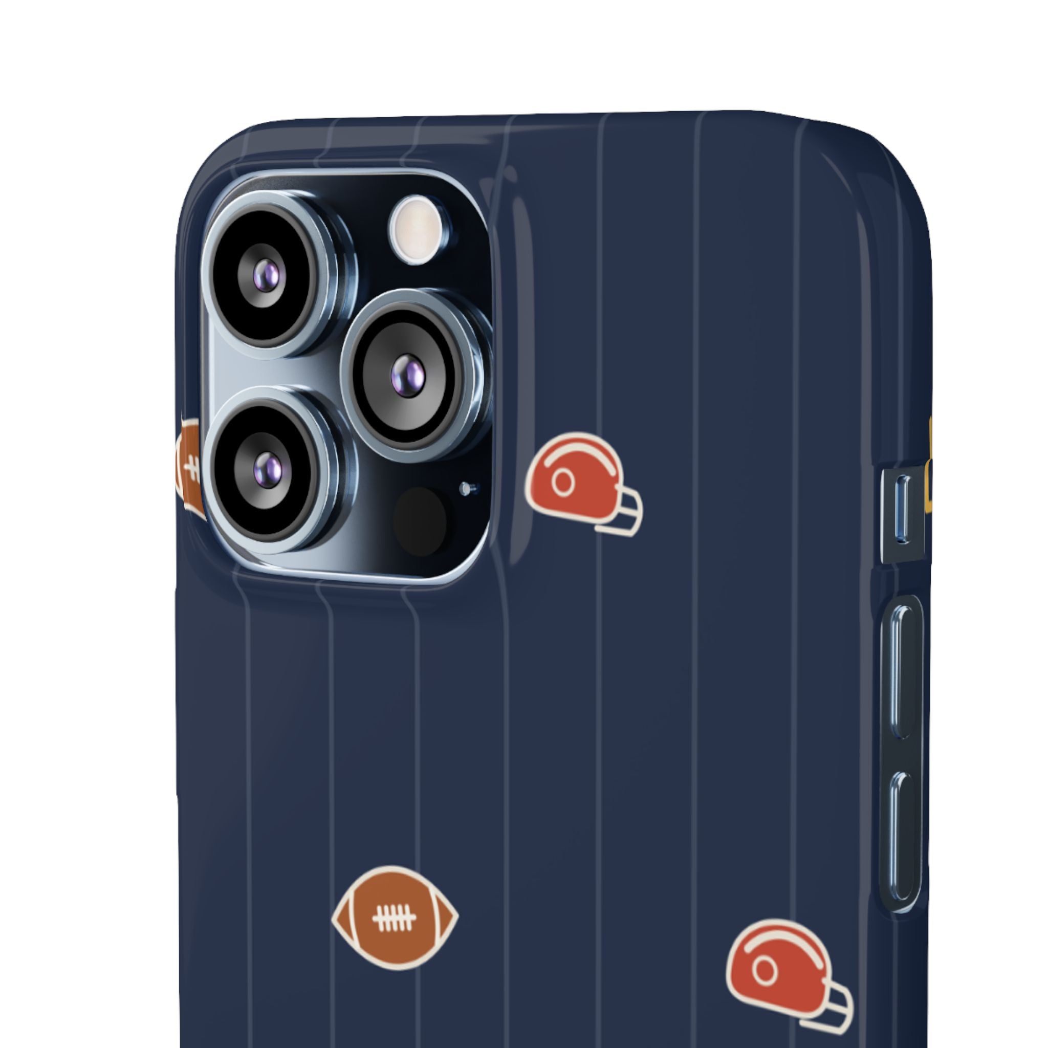 Football Pattern Phone Case – Navy Helmet & Pigskin Design