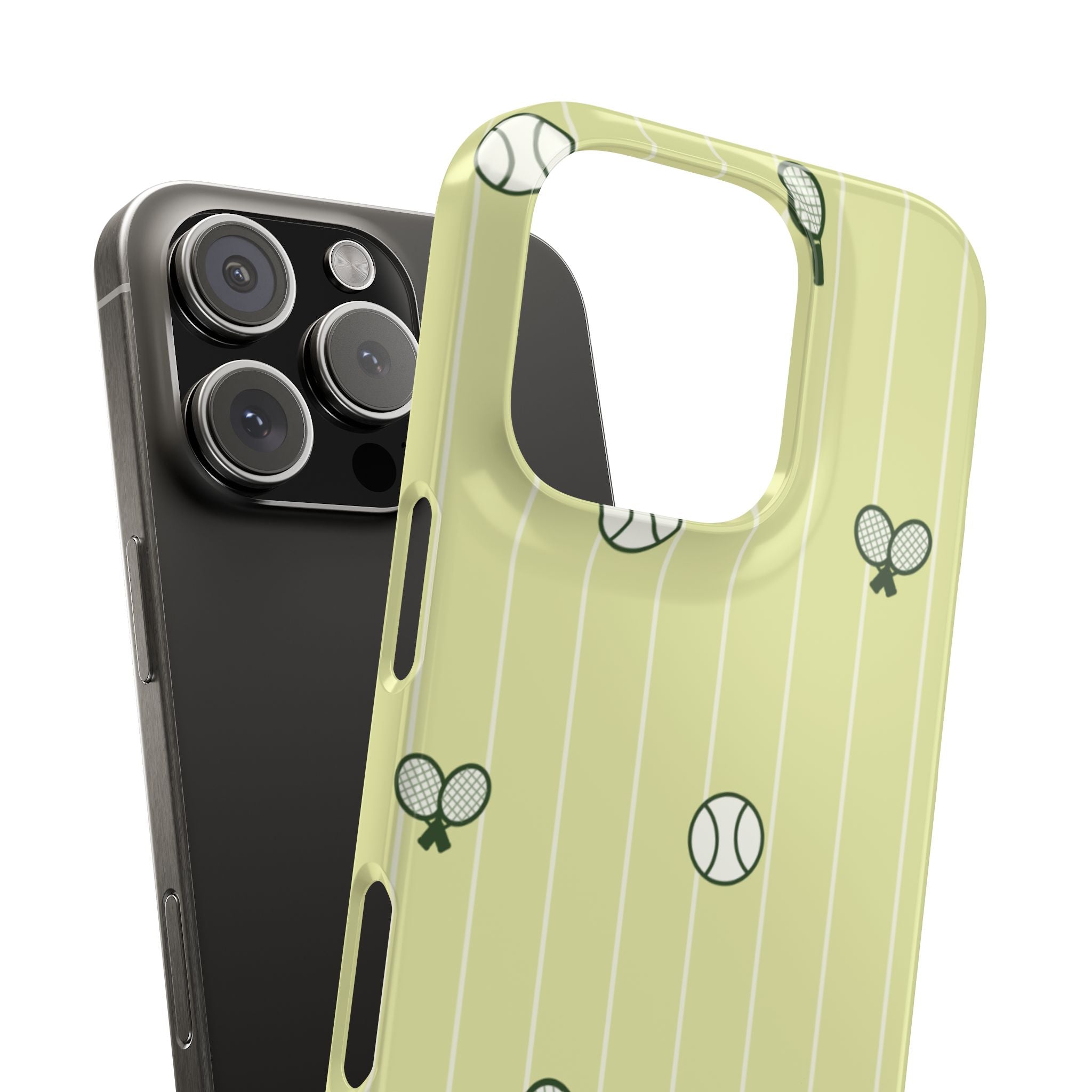 Tennis Pattern Phone Case — Yellow Racket & Ball Snap Case