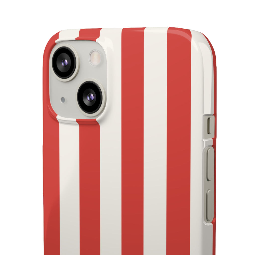 Striped Red & White Snap Phone Case – Classic Candy-Stripe Protection