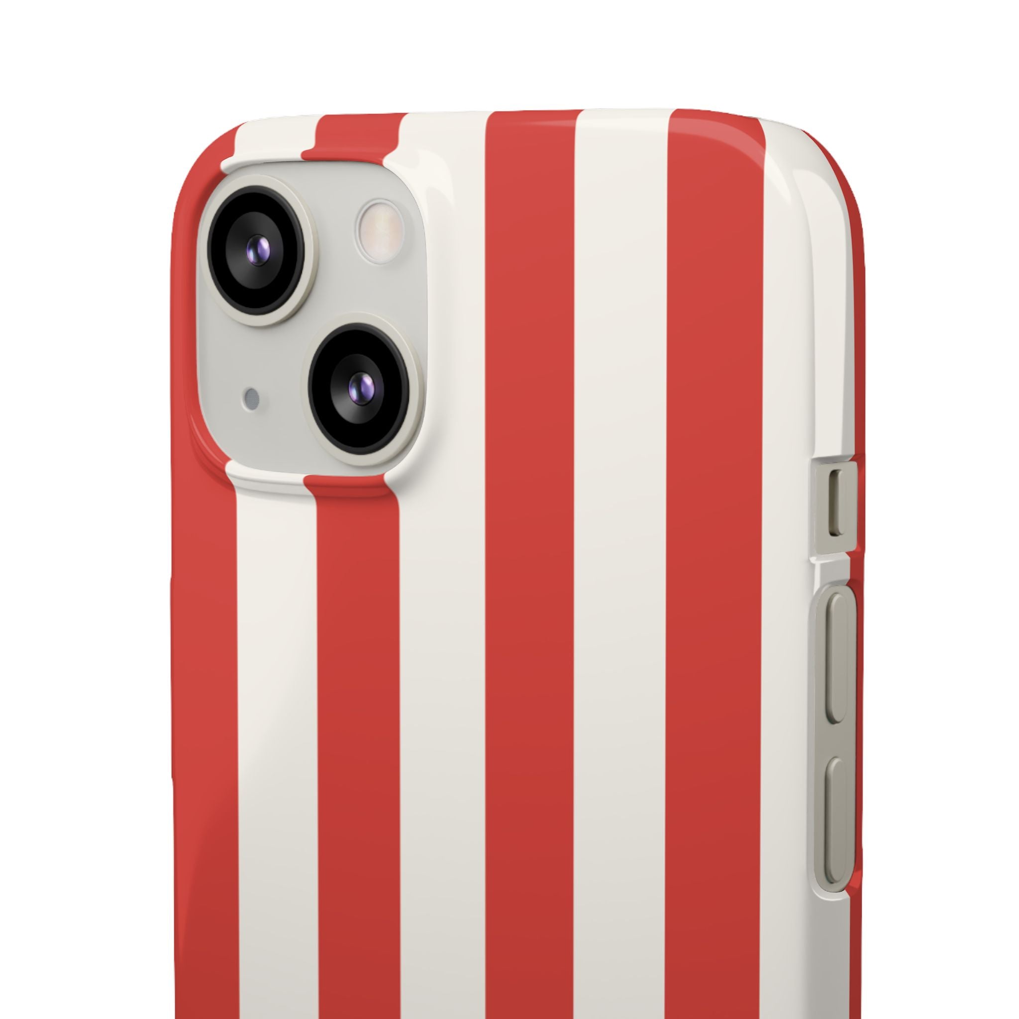 Striped Red & White Snap Phone Case – Classic Candy-Stripe Protection