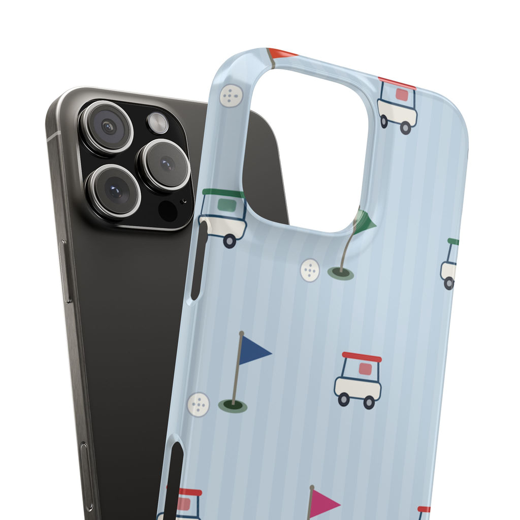 Golf Cart Pattern Phone Case – Cute Blue Golf Course Snap Case