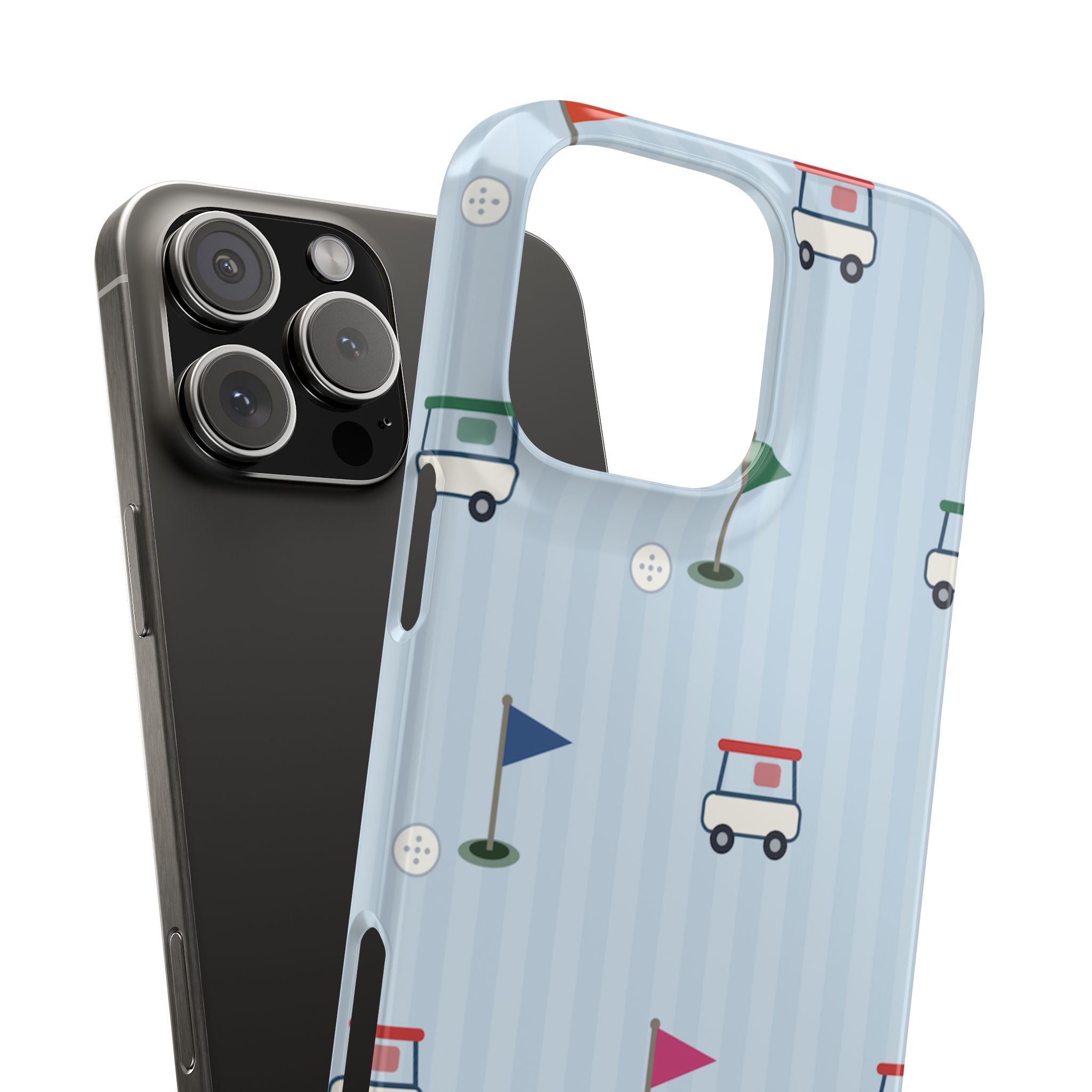 Golf Cart Pattern Phone Case – Cute Blue Golf Course Snap Case