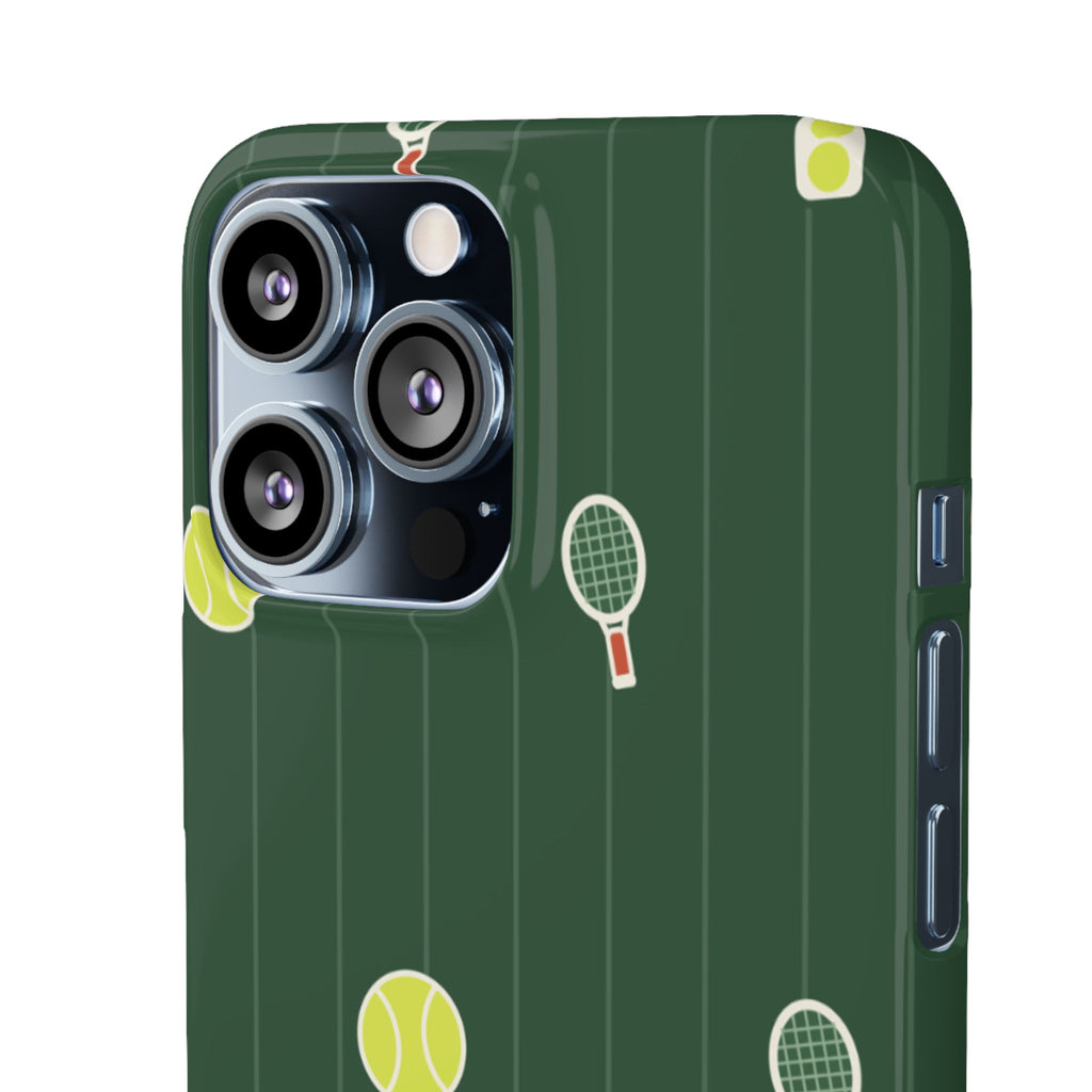 Tennis Pattern Phone Case — Green Court Design with Rackets & Balls