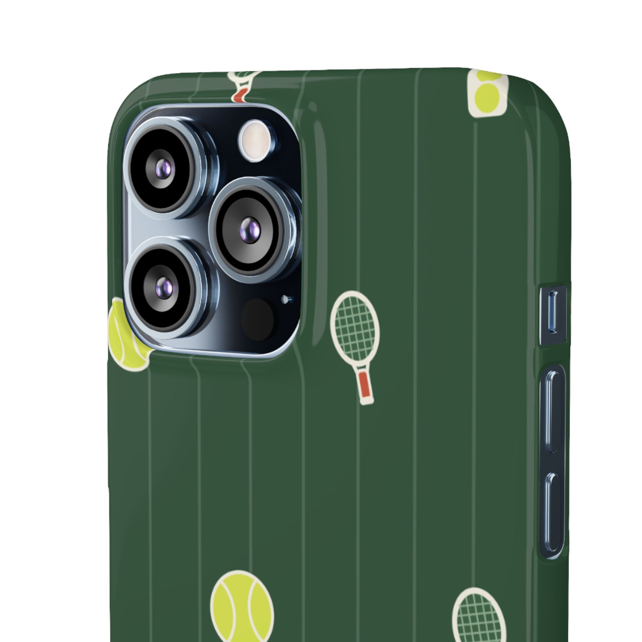 Tennis Pattern Phone Case — Green Court Design with Rackets & Balls
