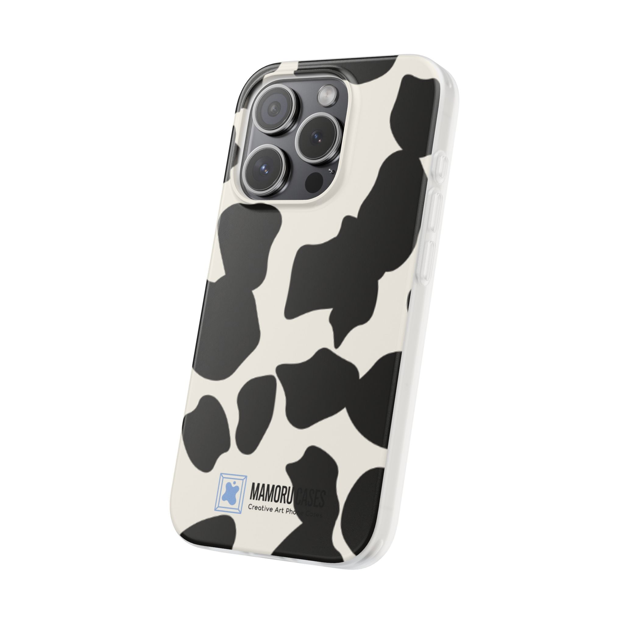 Cow Print Phone Case — Black & White Cowhide Pattern Flexible Protective Cover