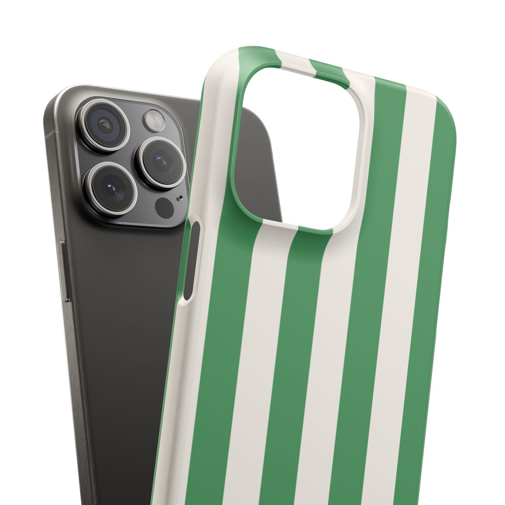 Green & White Stripe Phone Case — Snap-On Protective Cover