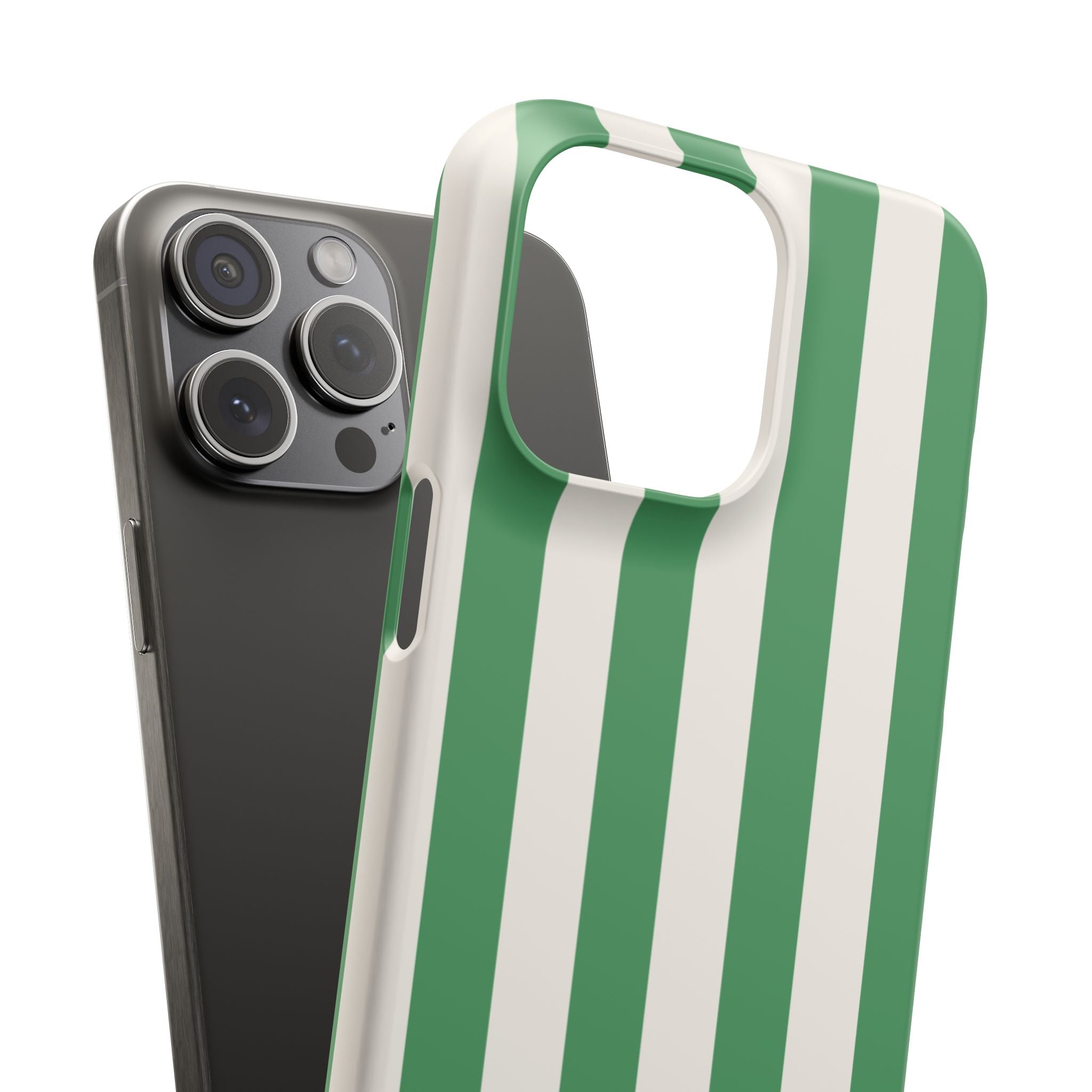 Green & White Stripe Phone Case — Snap-On Protective Cover