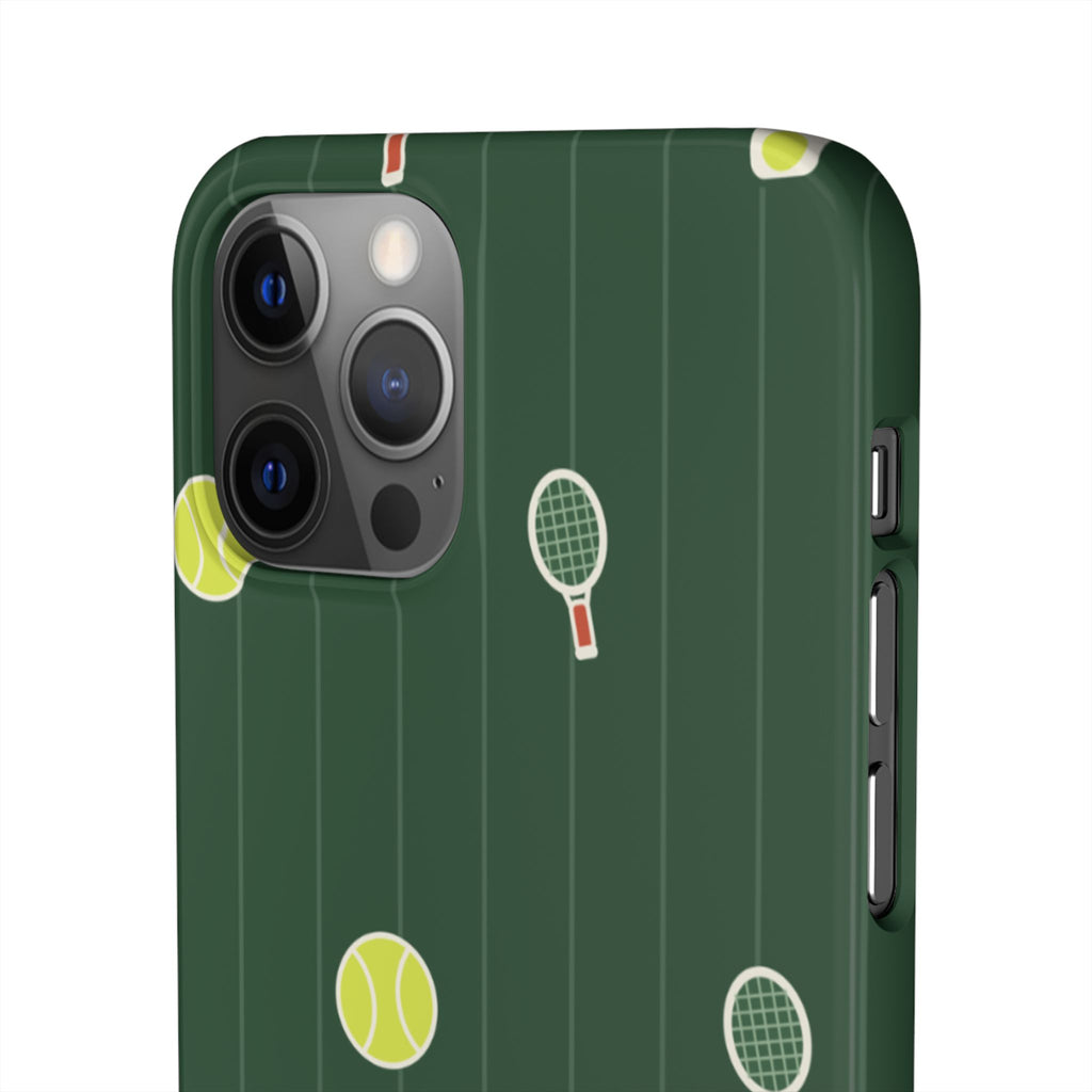 Tennis Pattern Phone Case — Green Court Design with Rackets & Balls