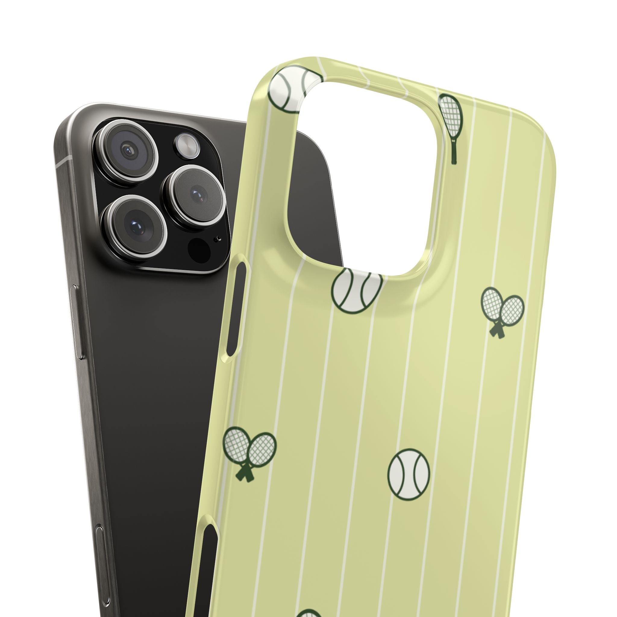 Tennis Pattern Phone Case — Yellow Racket & Ball Snap Case