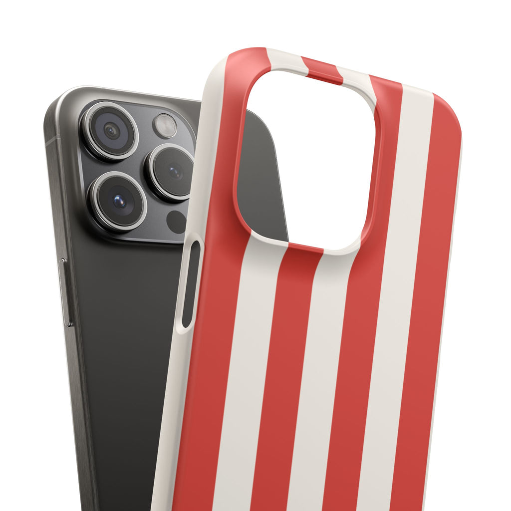 Red & White Striped Phone Case — Bold Nautical-Inspired Snap Cover