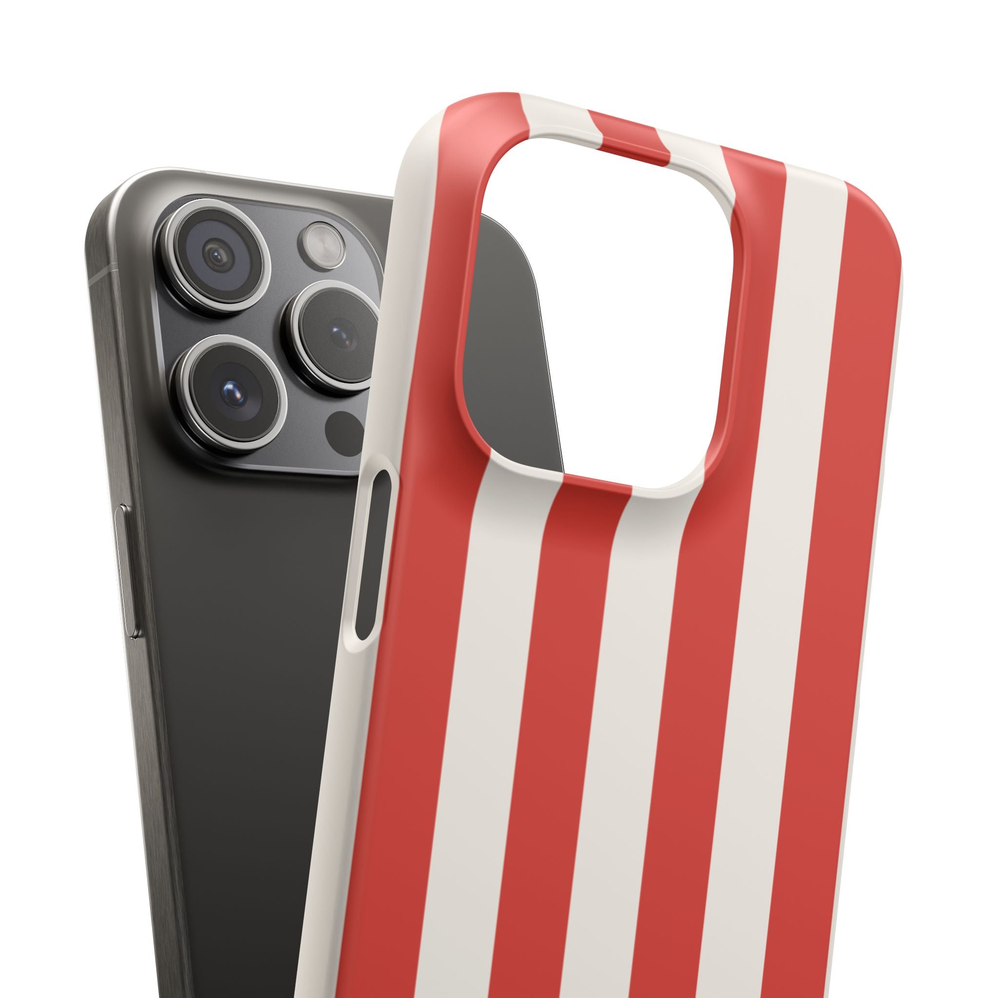 Red & White Striped Phone Case — Bold Nautical-Inspired Snap Cover