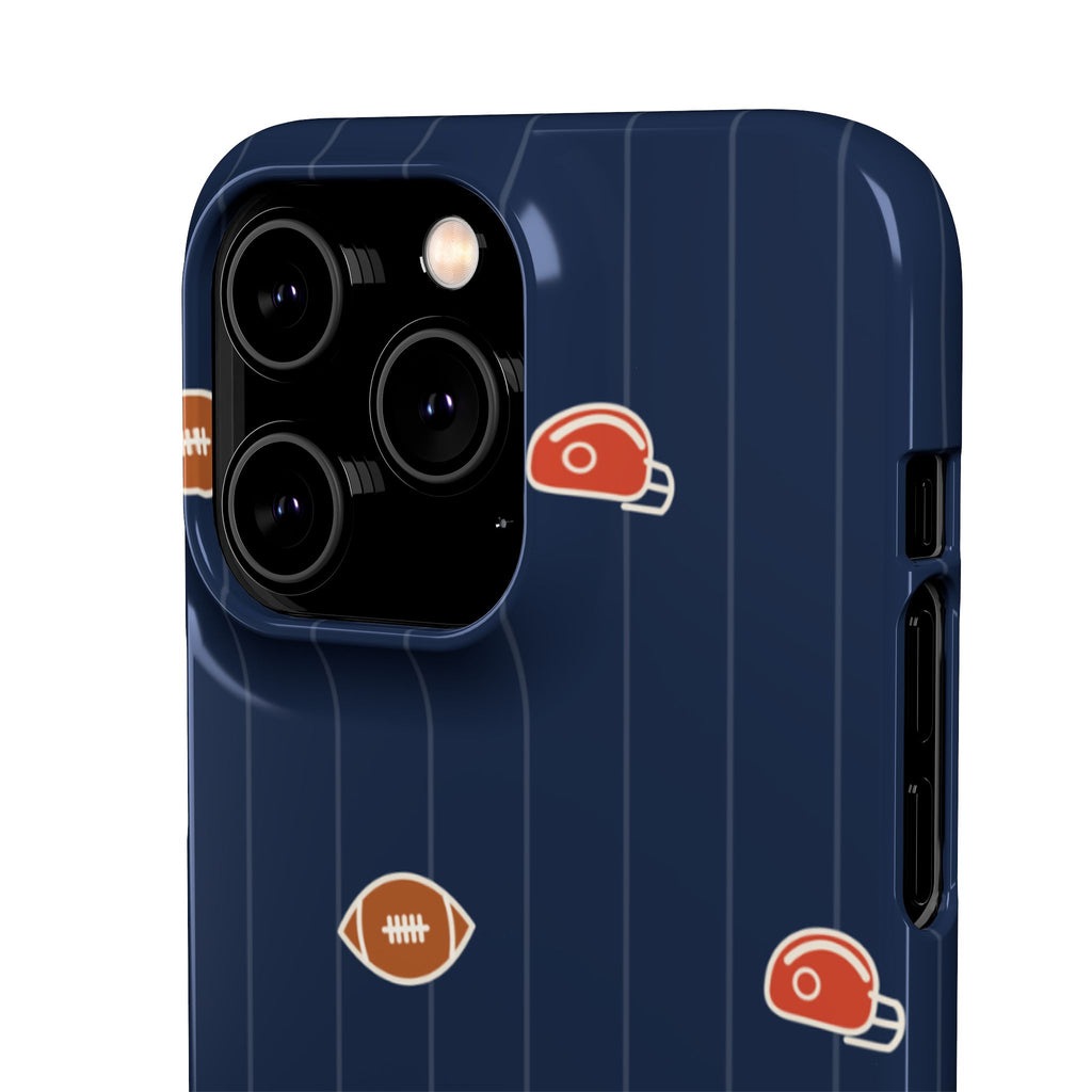 Football Pattern Phone Case – Navy Helmet & Pigskin Design