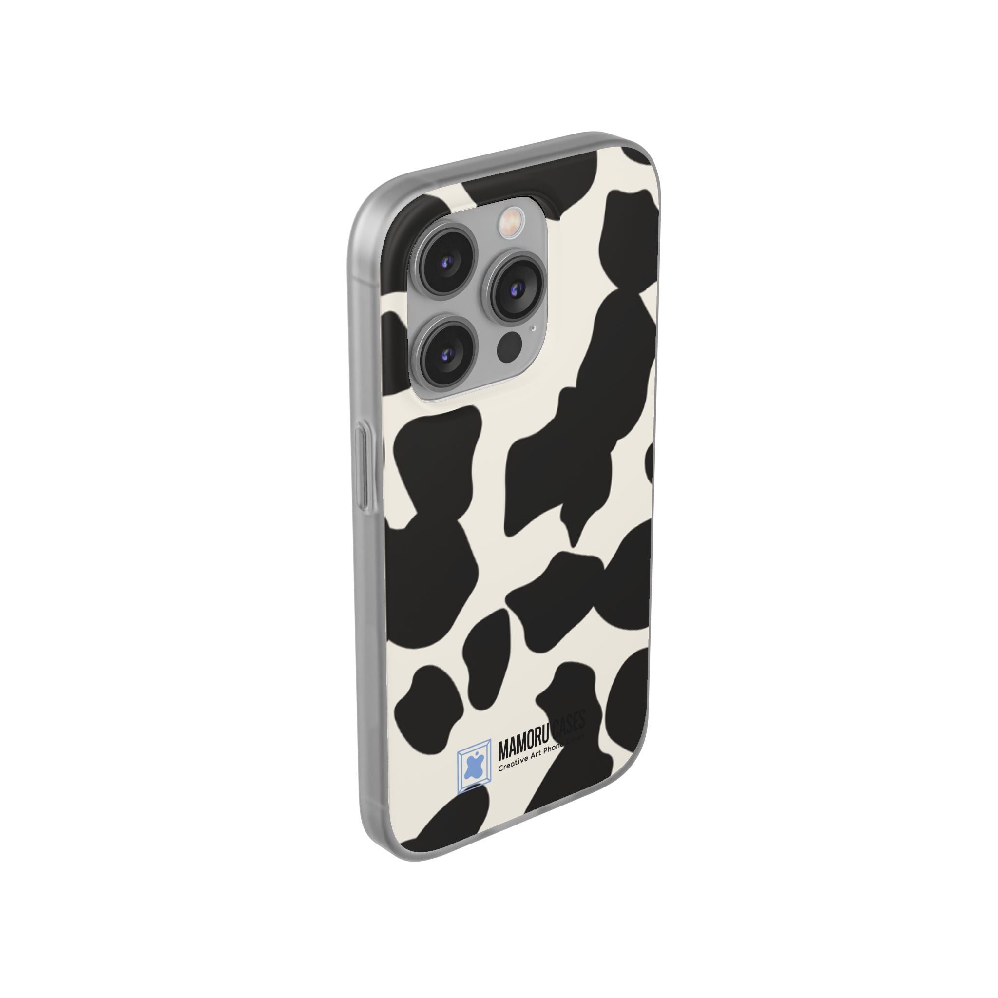 Cow Print Phone Case — Black & White Cowhide Pattern Flexible Protective Cover