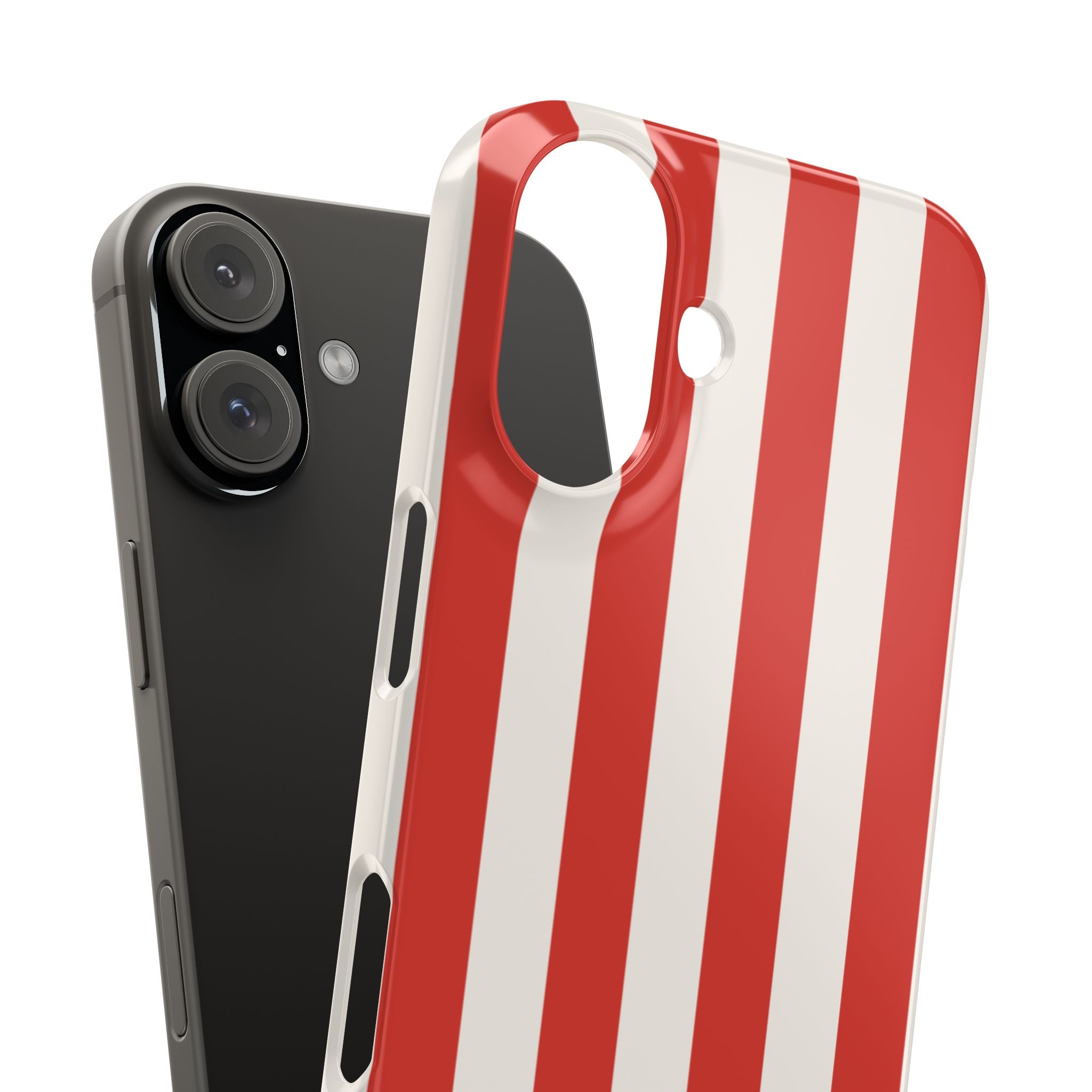 Red & White Striped Phone Case — Bold Nautical-Inspired Snap Cover