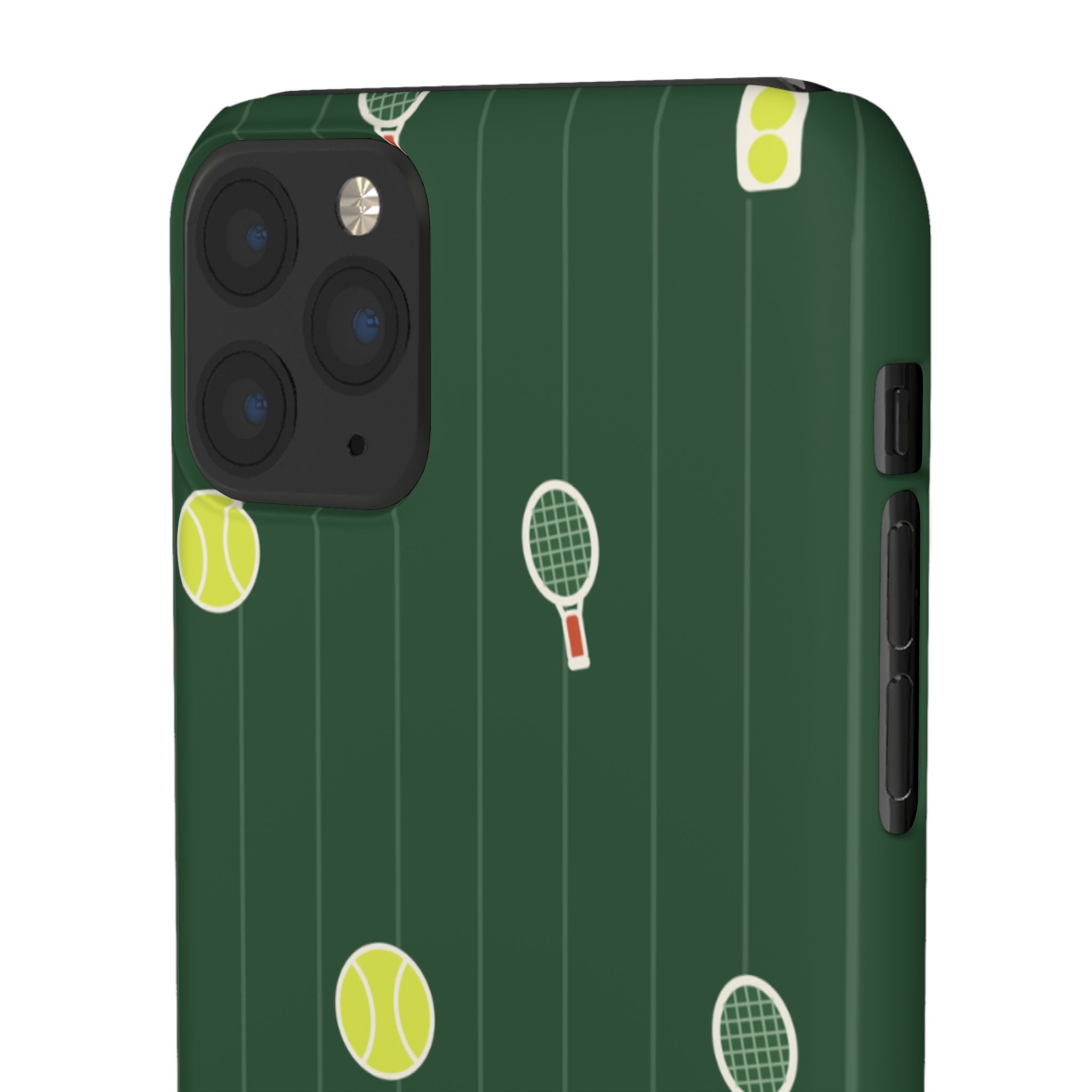 Tennis Pattern Phone Case — Green Court Design with Rackets & Balls