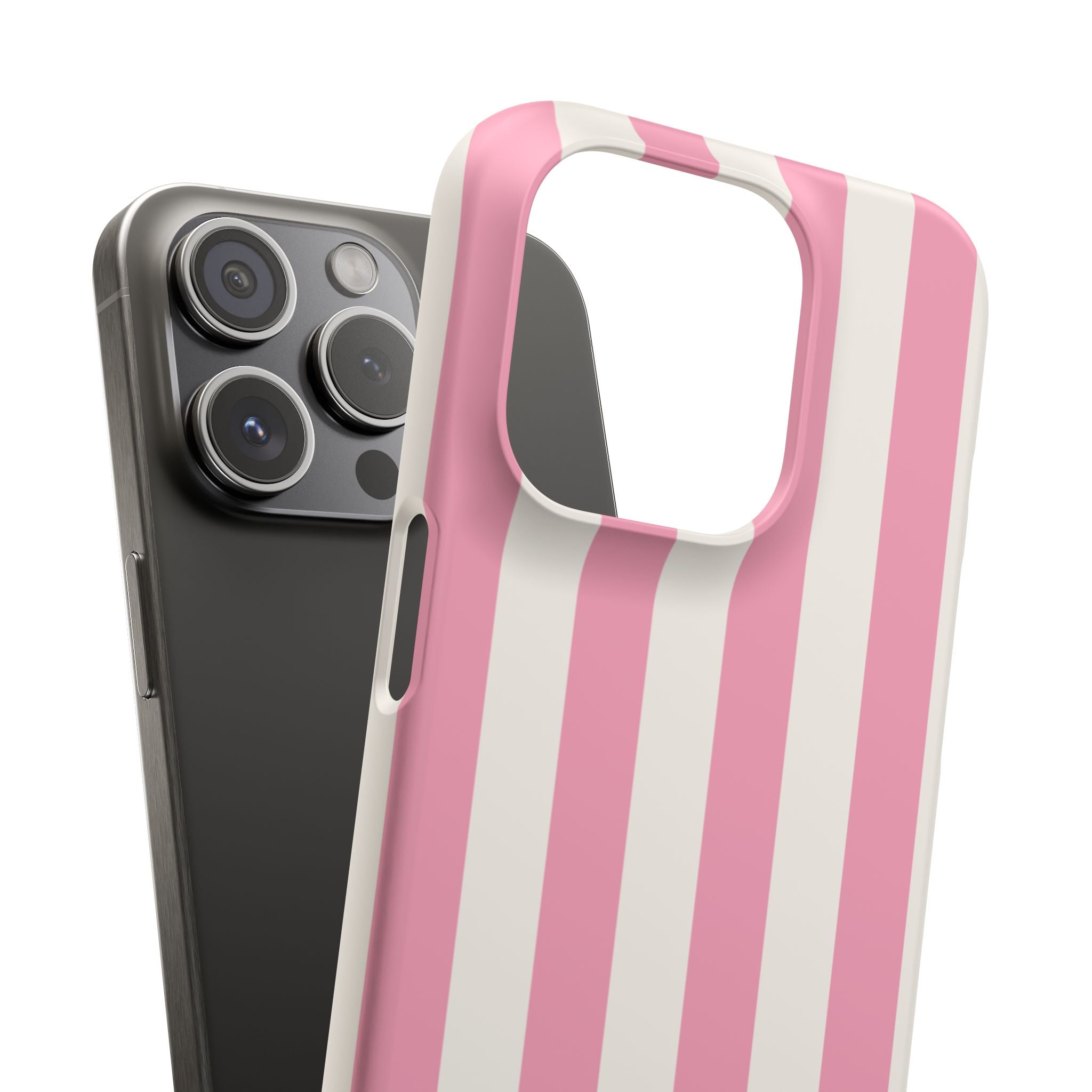 Pink & White Stripe Snap Phone Case — Cute Striped iPhone Cover
