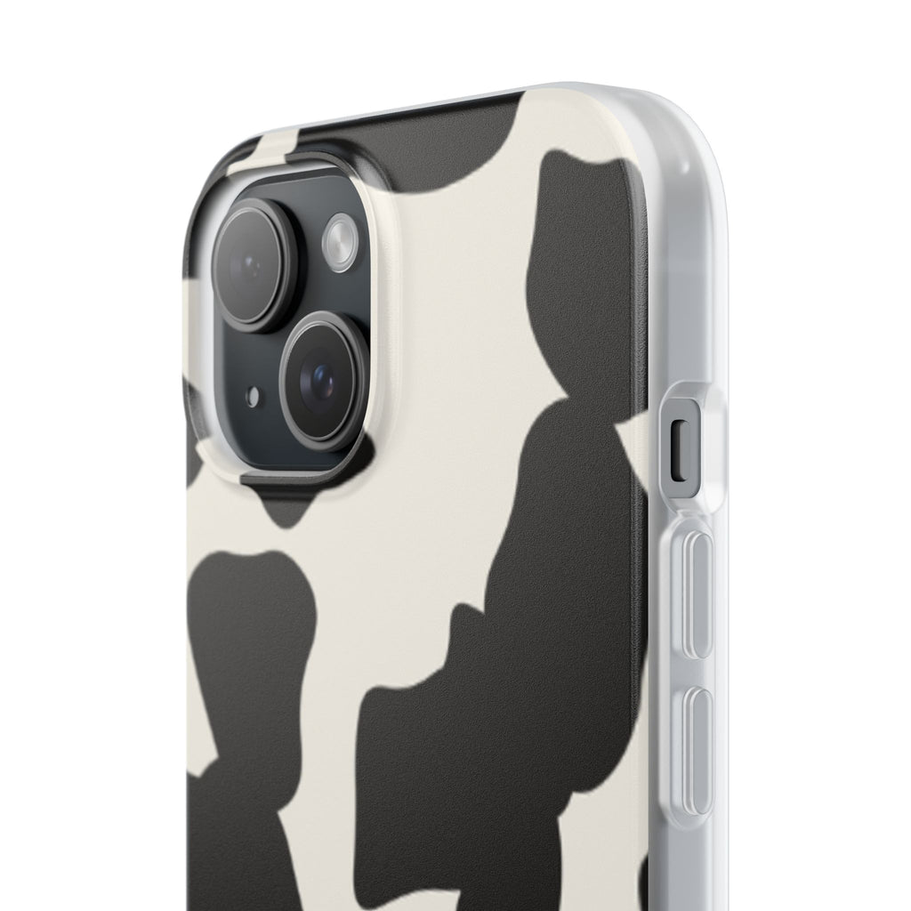 Cow Print Phone Case — Black & White Cowhide Pattern Flexible Protective Cover
