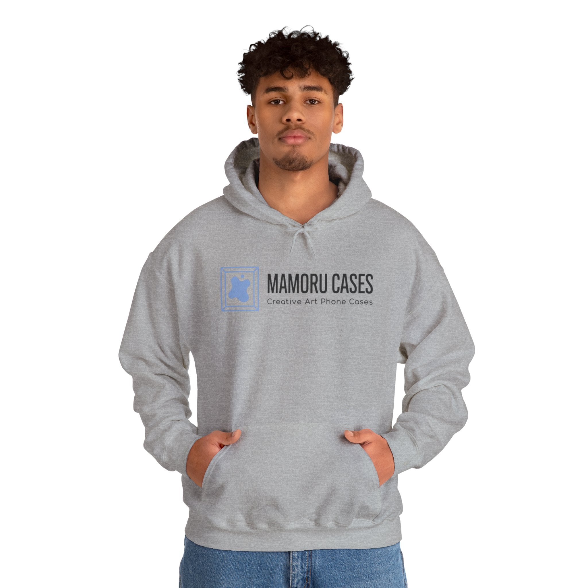 Mamoru Cases Logo Hoodie – Minimalist White Graphic Sweatshirt