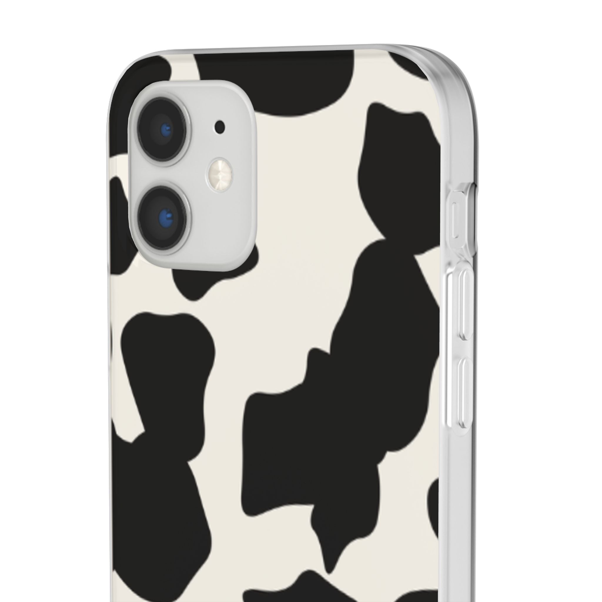 Cow Print Phone Case — Black & White Cowhide Pattern Flexible Protective Cover