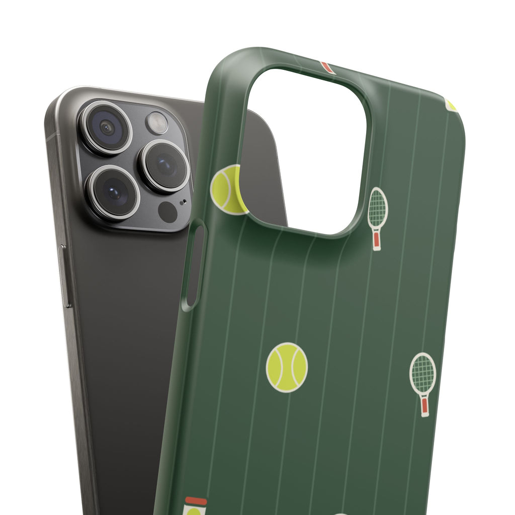 Tennis Pattern Phone Case — Green Court Design with Rackets & Balls