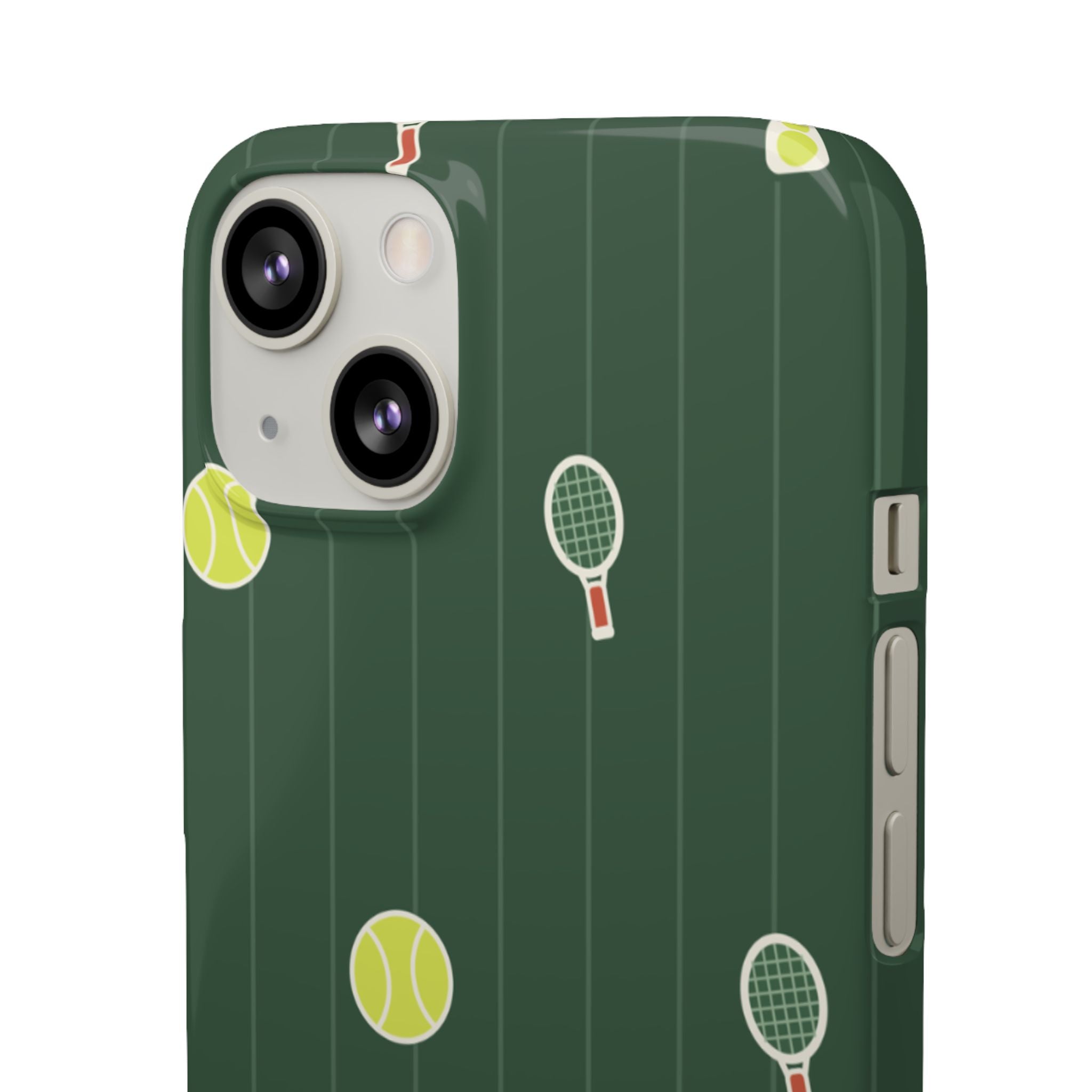 Tennis Pattern Phone Case — Green Court Design with Rackets & Balls