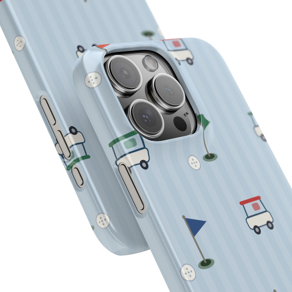 Golf Cart Pattern Phone Case – Cute Blue Golf Course Snap Case