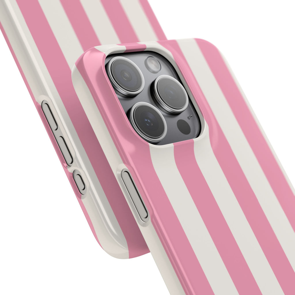 Pink & White Stripe Snap Phone Case — Cute Striped iPhone Cover