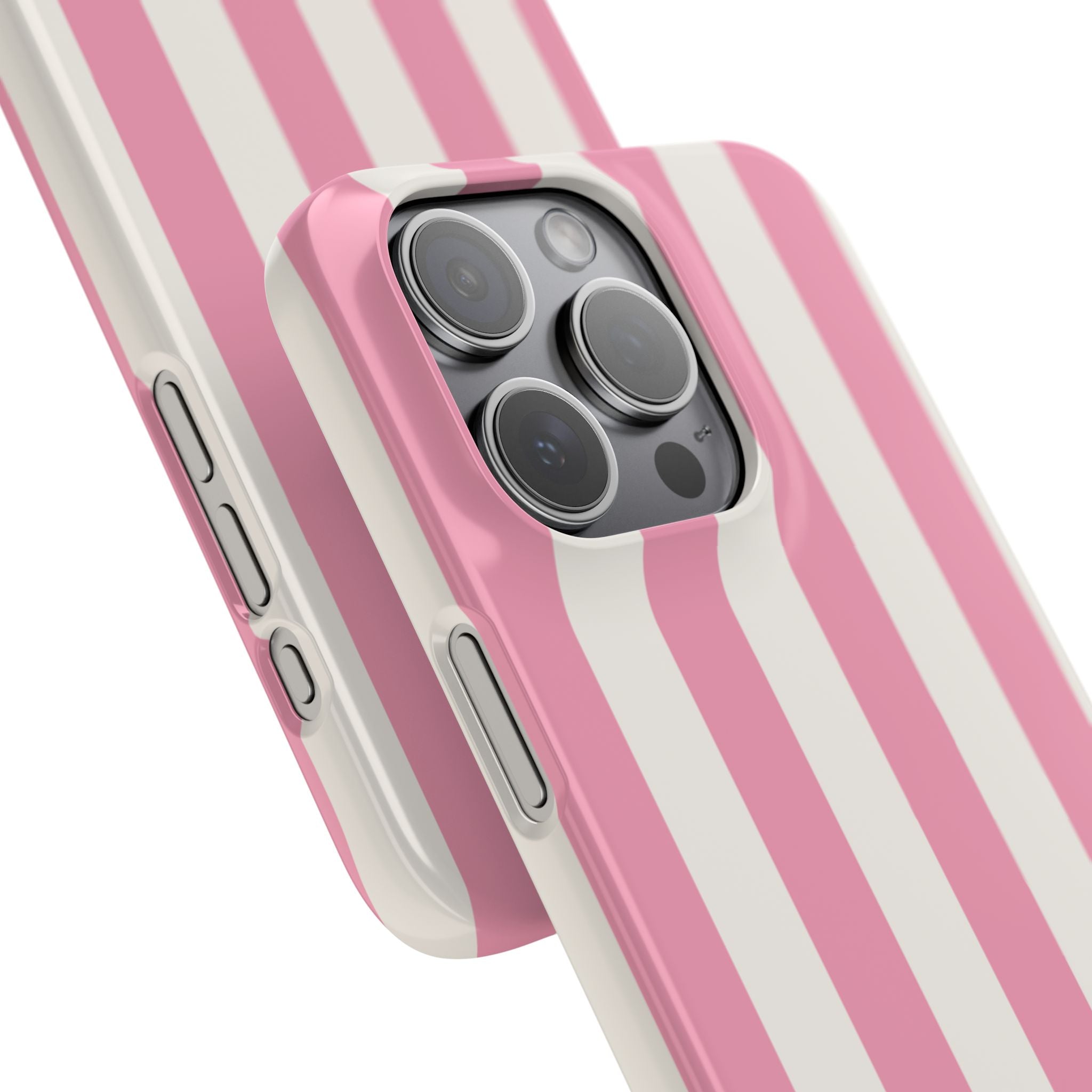 Pink & White Stripe Snap Phone Case — Cute Striped iPhone Cover