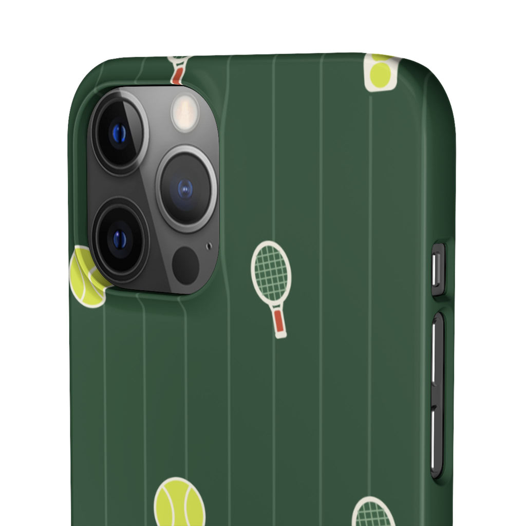 Tennis Pattern Phone Case — Green Court Design with Rackets & Balls