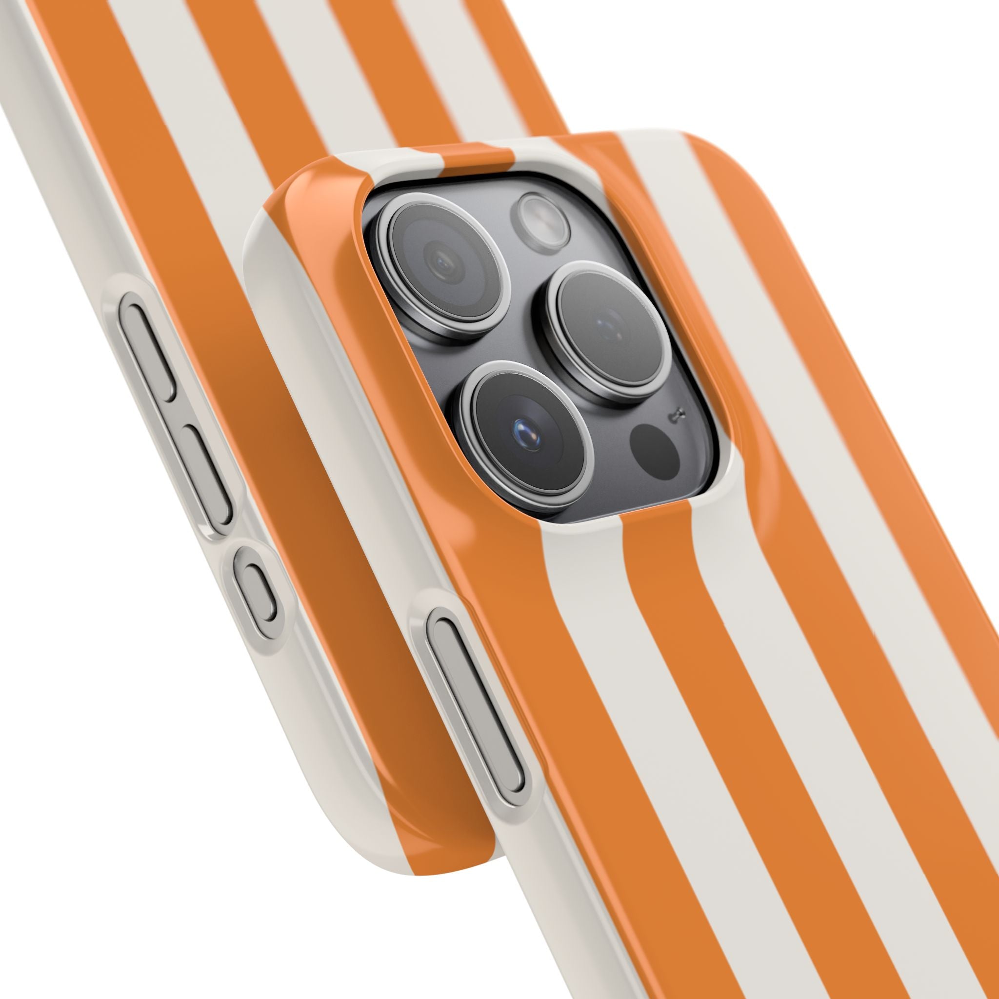 Striped Orange Snap Phone Case — Bold Retro Vertical Stripes iPhone Cover
