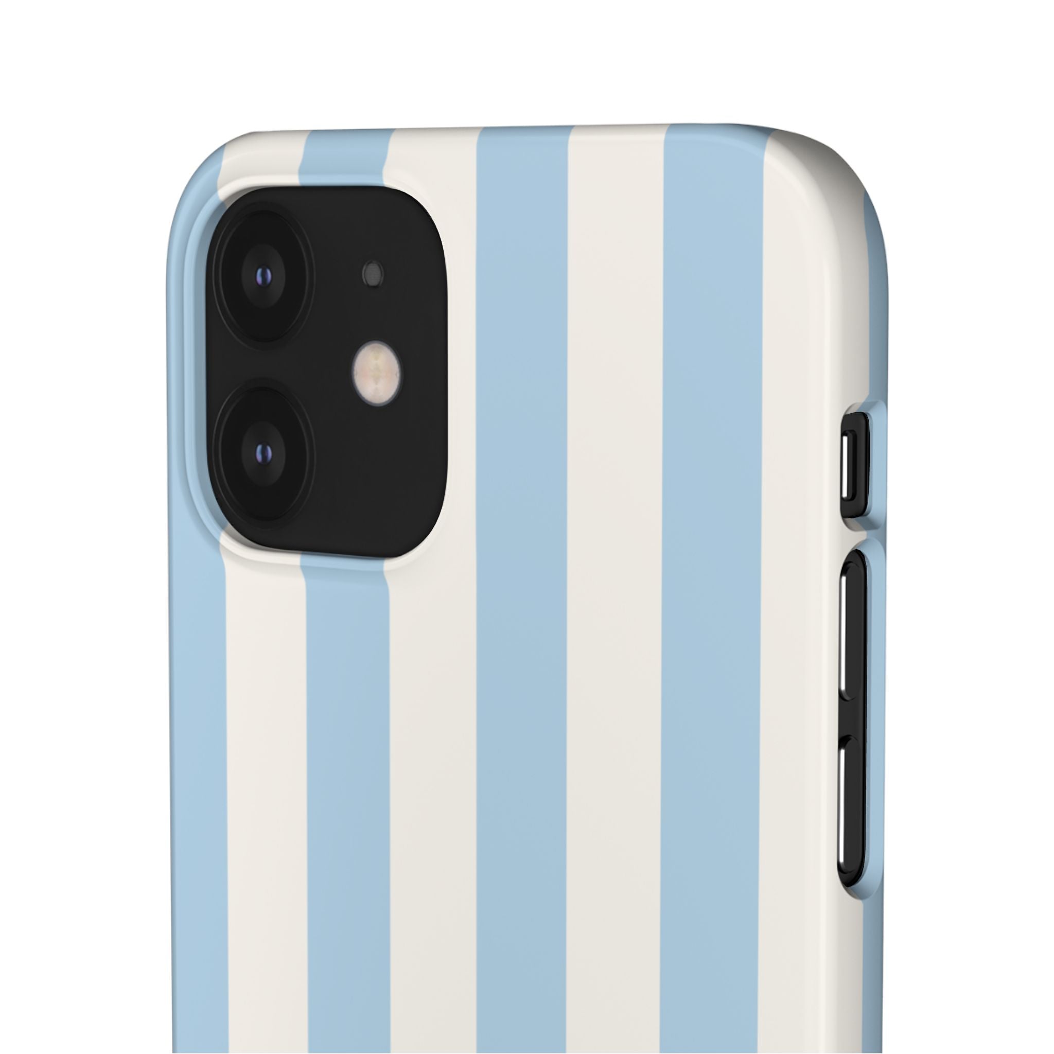 Phone Case — Pastel Blue & White Vertical Stripe Protective Snap Case