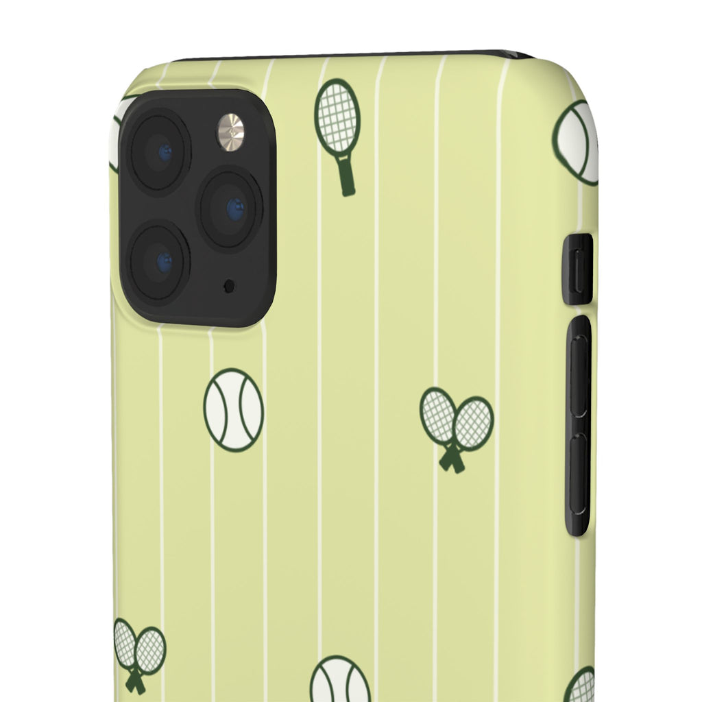 Tennis Pattern Phone Case — Yellow Racket & Ball Snap Case