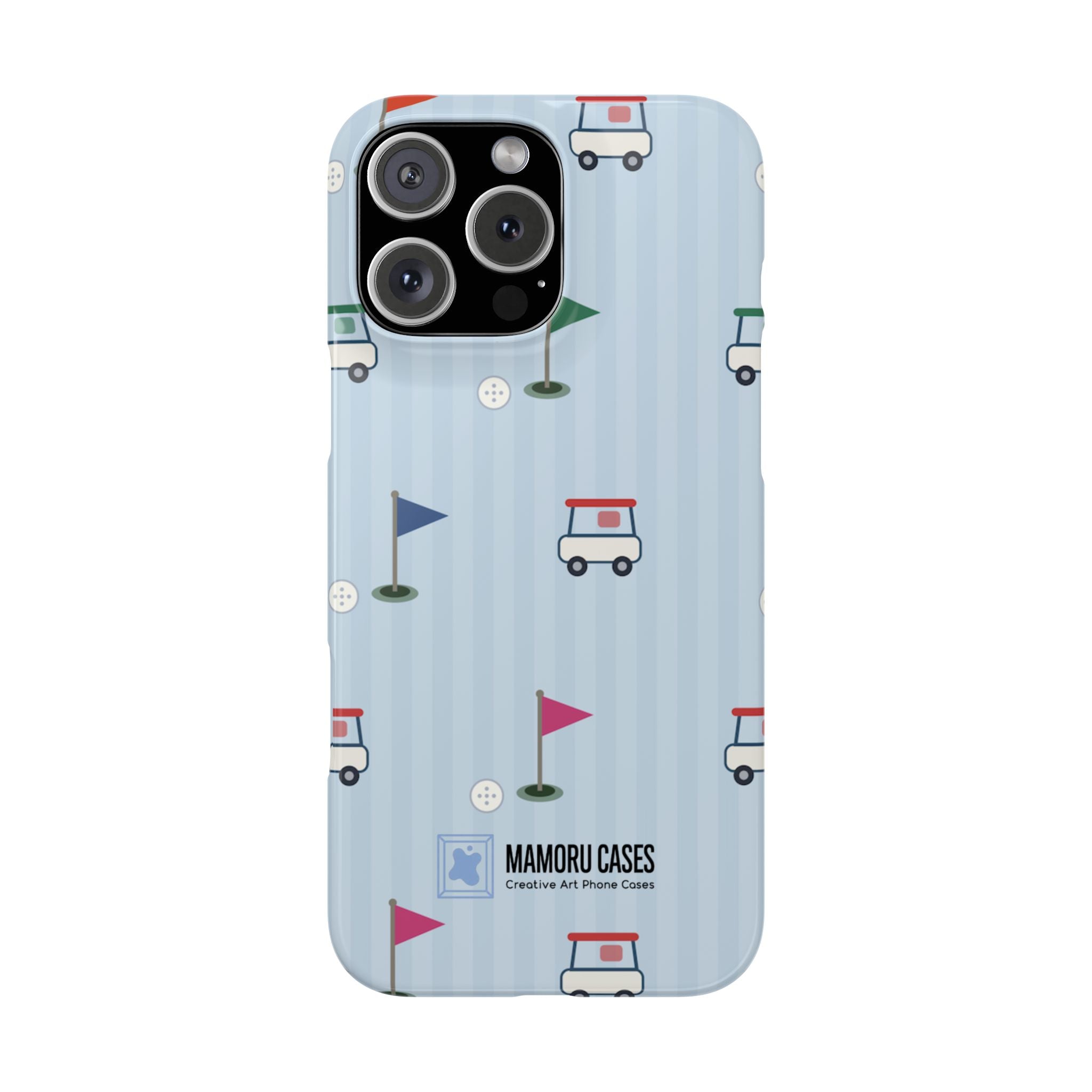 Golf Cart Pattern Phone Case – Cute Blue Golf Course Snap Case