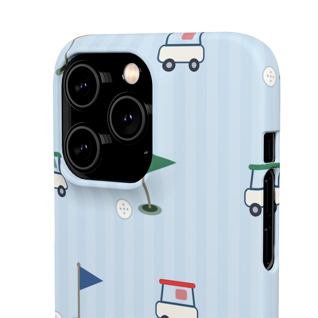 Golf Cart Pattern Phone Case – Cute Blue Golf Course Snap Case