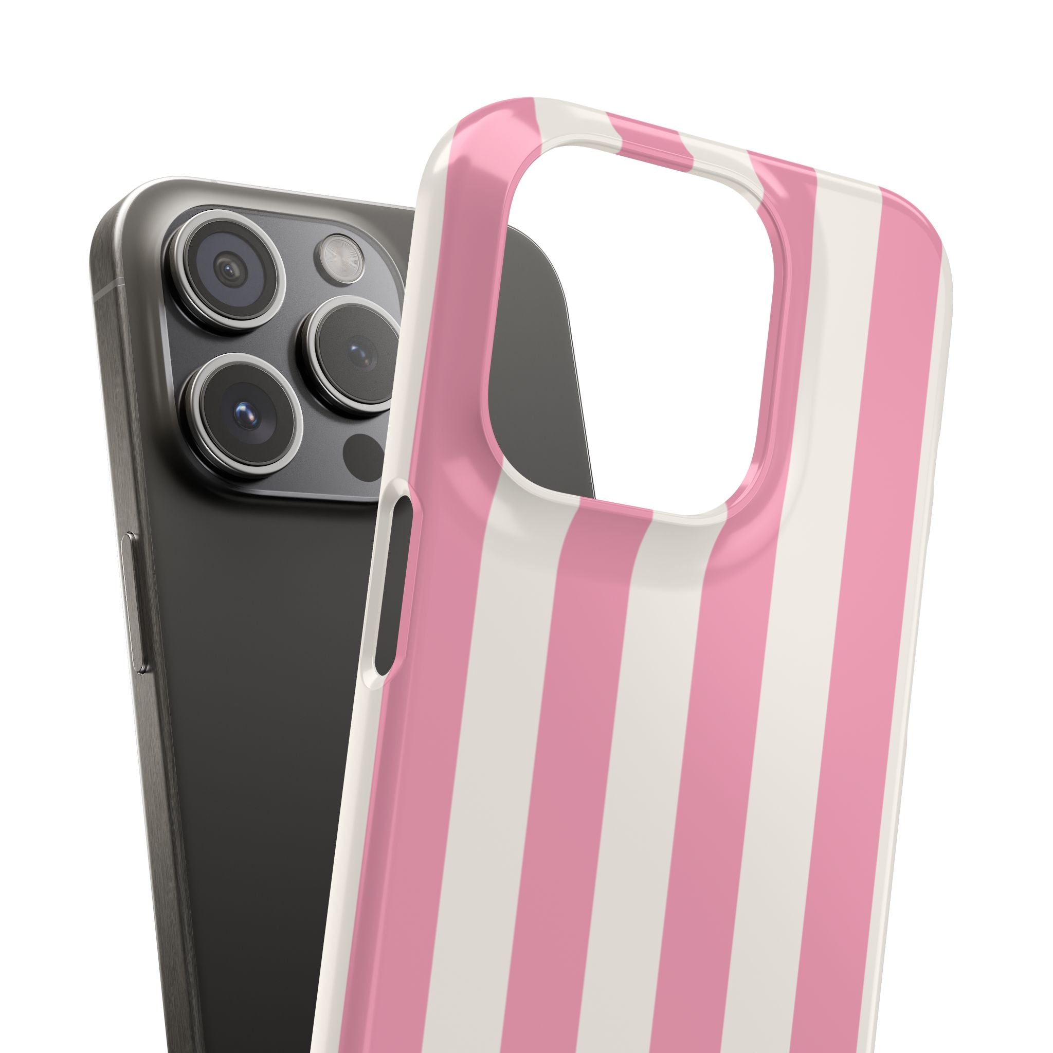 Pink & White Stripe Snap Phone Case — Cute Striped iPhone Cover