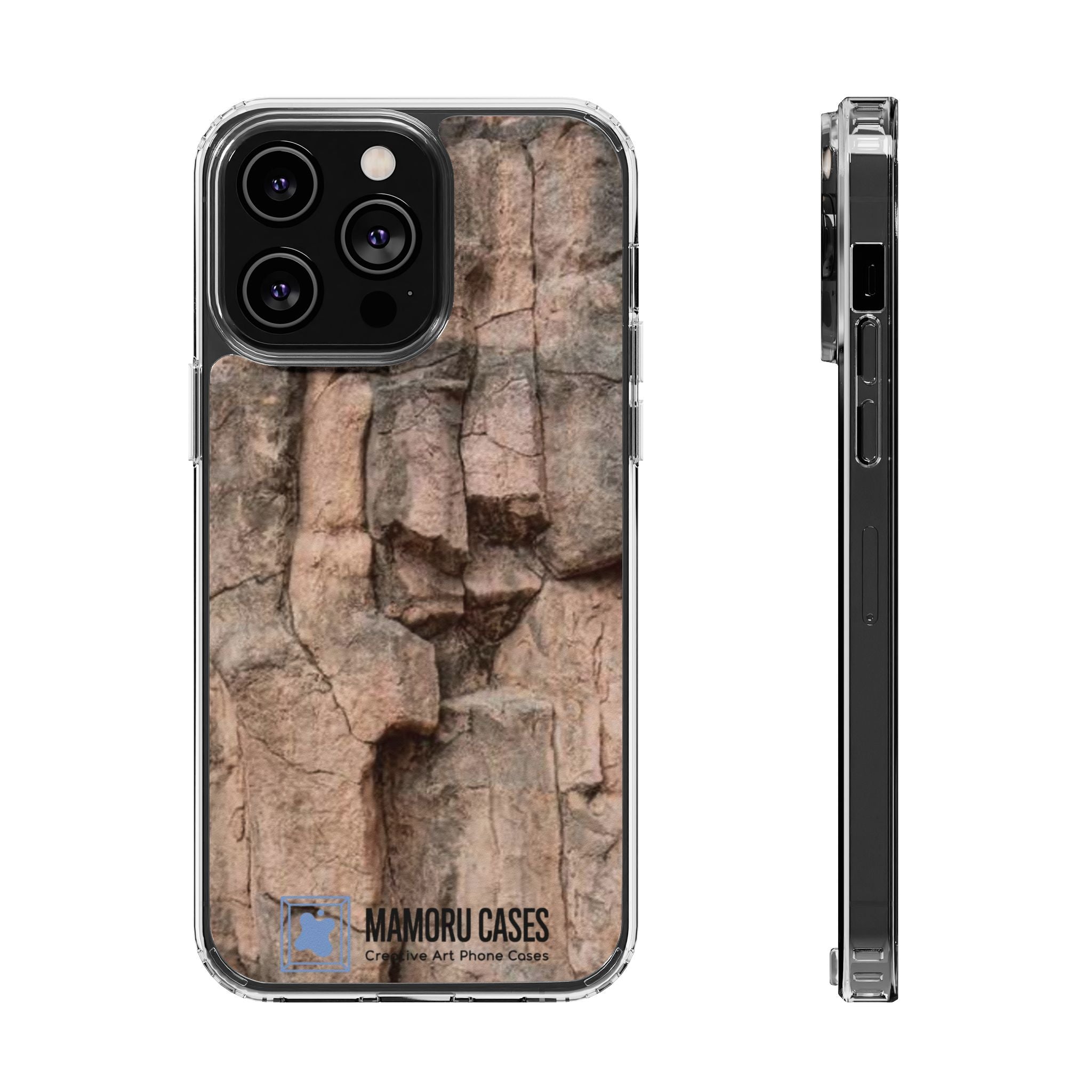 Phone Case — Clear Impact-Resistant Bark Texture Magnetic Cover