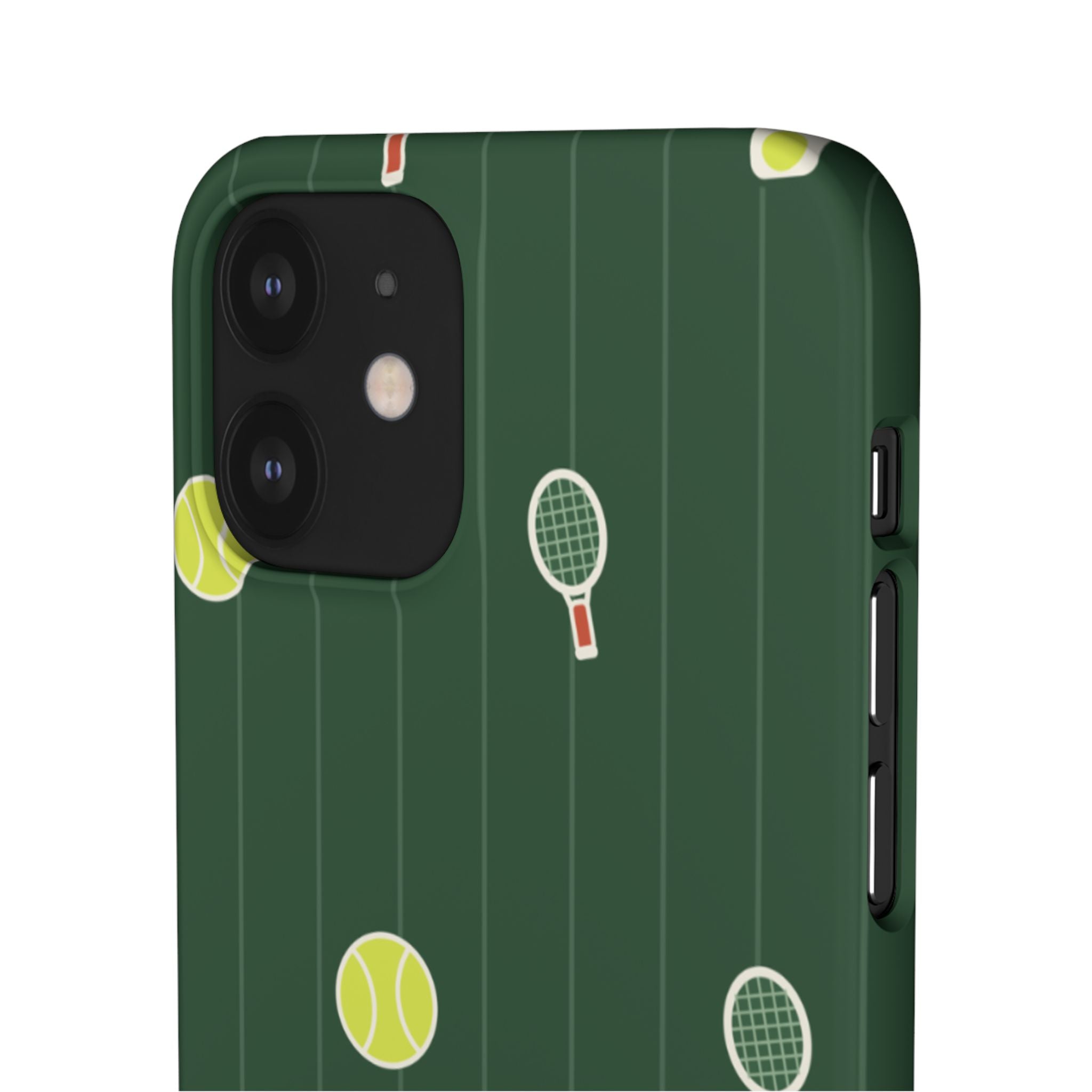 Tennis Pattern Phone Case — Green Court Design with Rackets & Balls