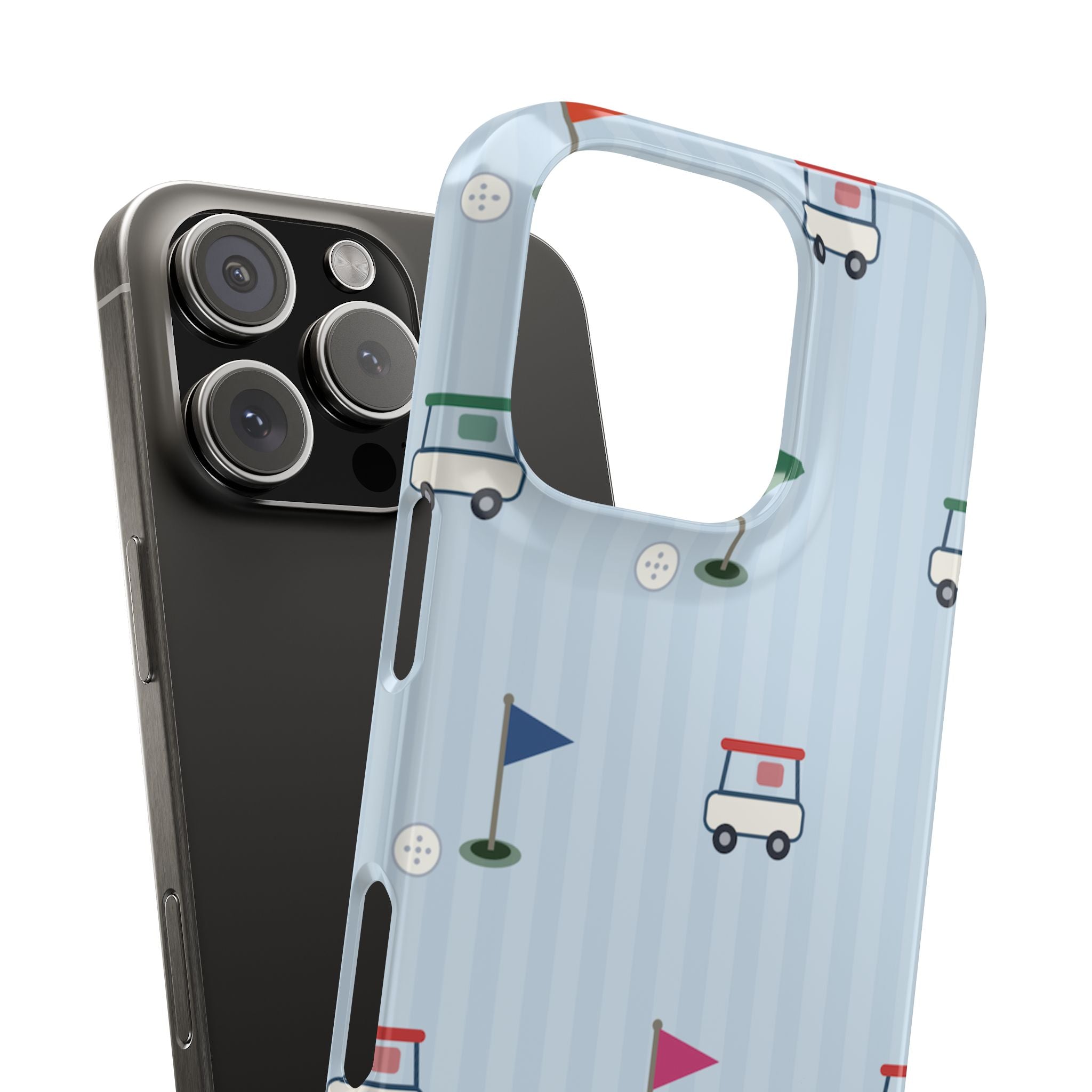 Golf Cart Pattern Phone Case – Cute Blue Golf Course Snap Case