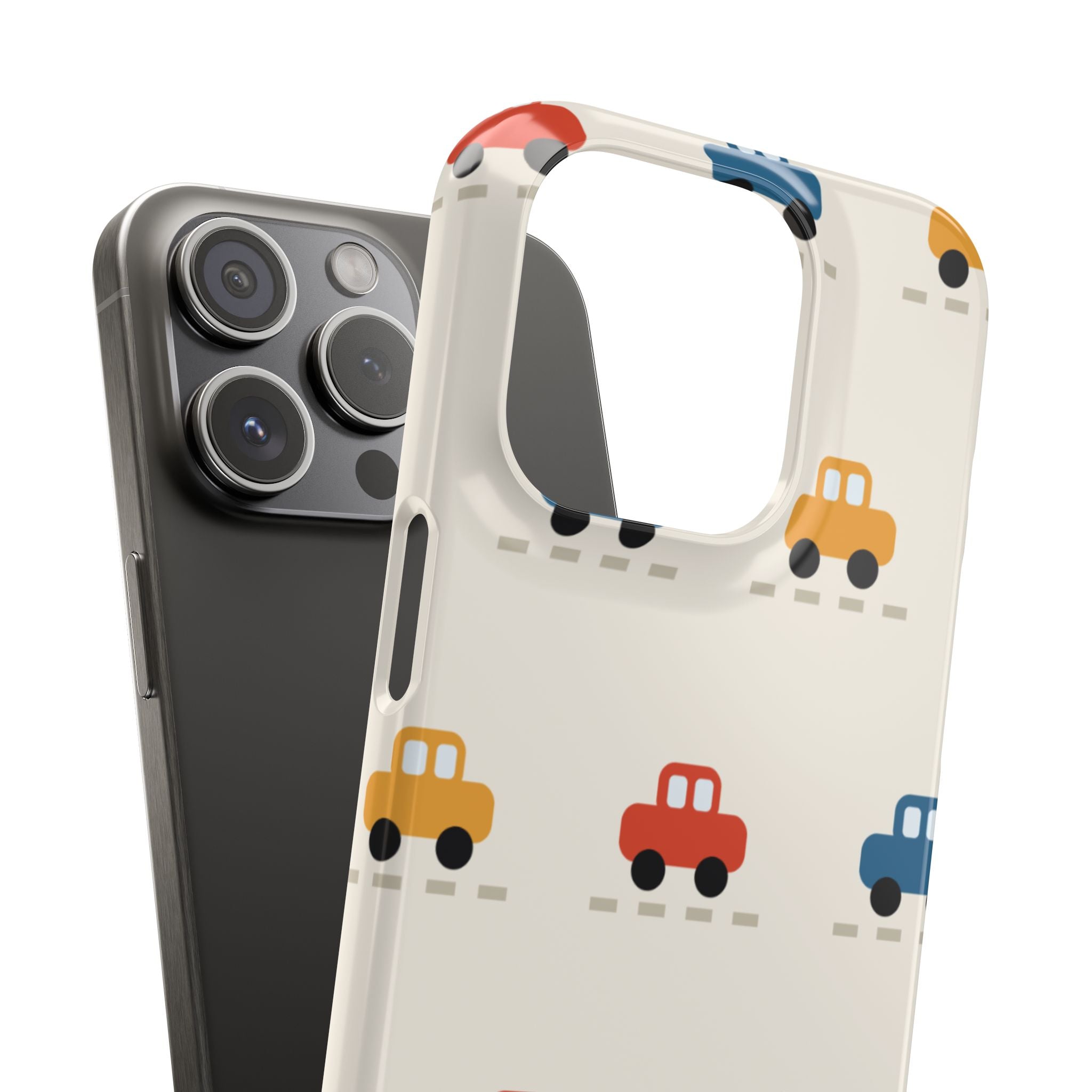 Cute Retro Toy Car Phone Case — Colorful Kids Pattern Snap Case