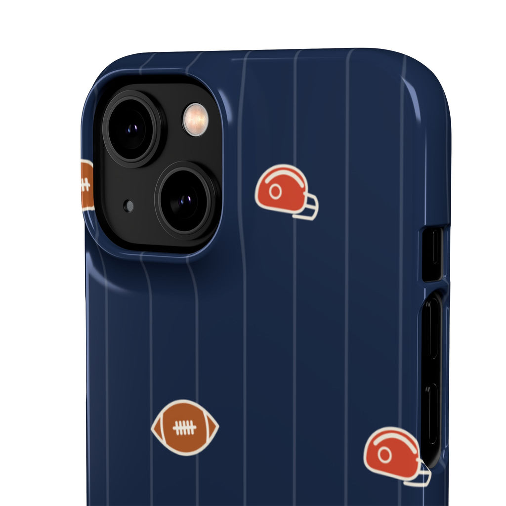 Football Pattern Phone Case – Navy Helmet & Pigskin Design