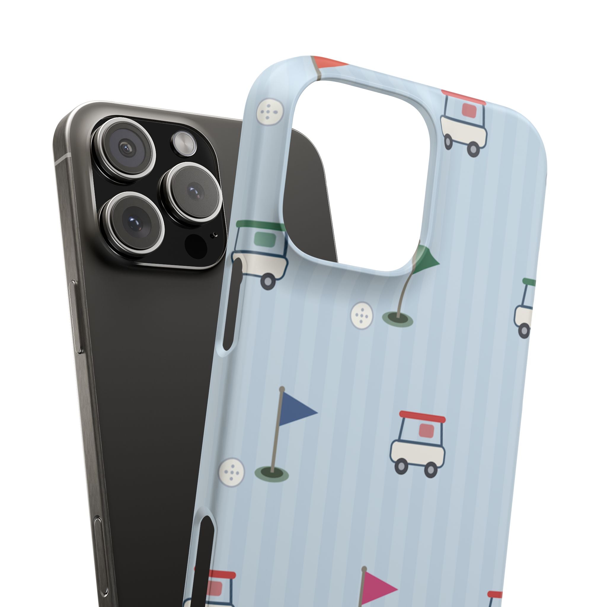 Golf Cart Pattern Phone Case – Cute Blue Golf Course Snap Case