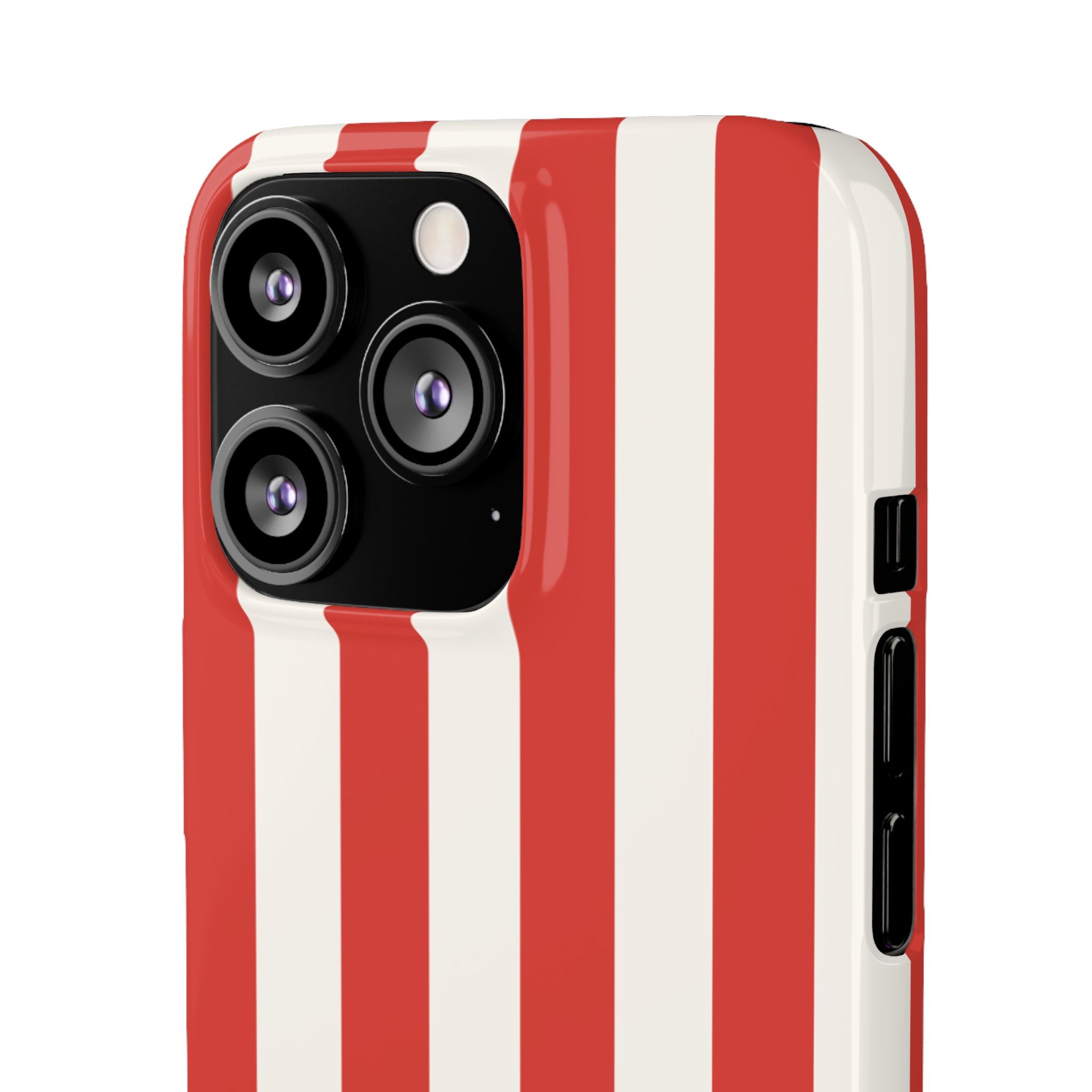 Striped Red & White Snap Phone Case – Classic Candy-Stripe Protection