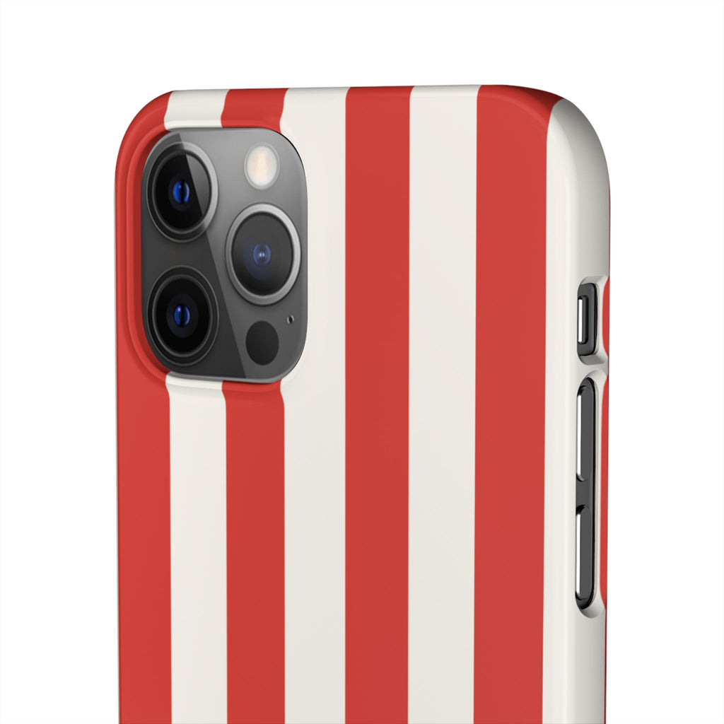Red & White Striped Phone Case — Bold Nautical-Inspired Snap Cover