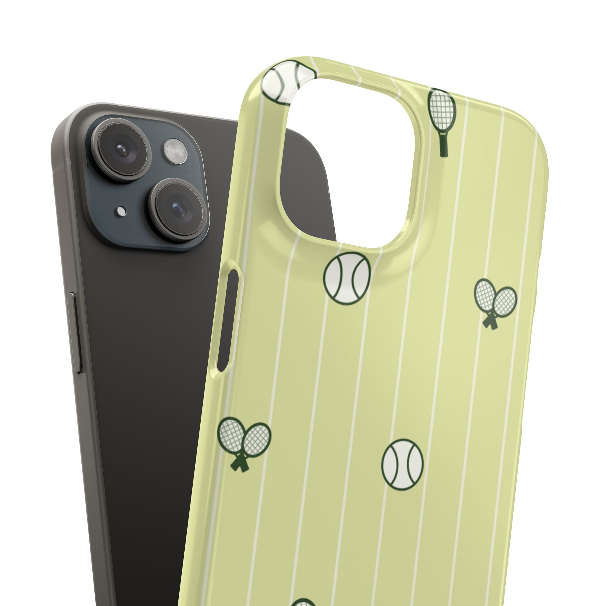 Tennis Pattern Phone Case — Yellow Racket & Ball Snap Case