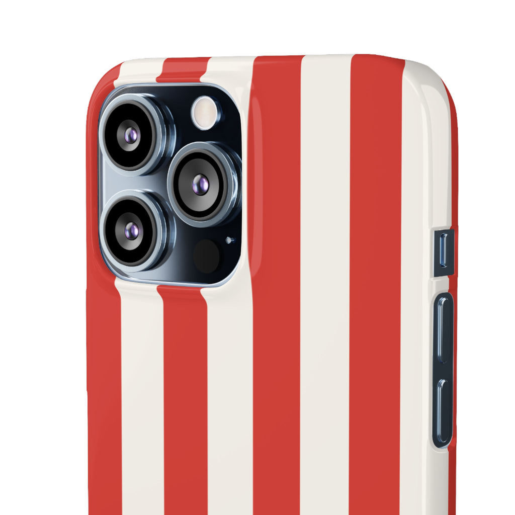 Striped Red & White Snap Phone Case – Classic Candy-Stripe Protection